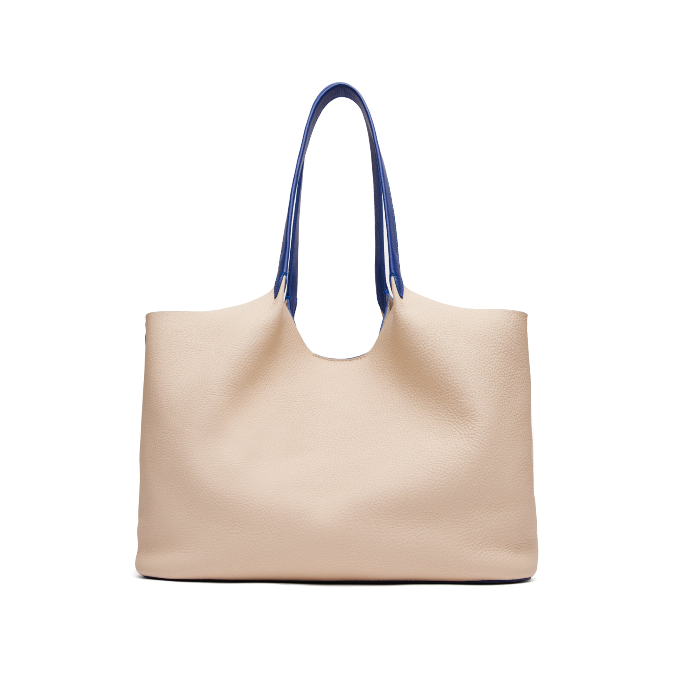 【mia】 Mia Horizontal Tote | Full Grain Leather Sand/Regatta Blue