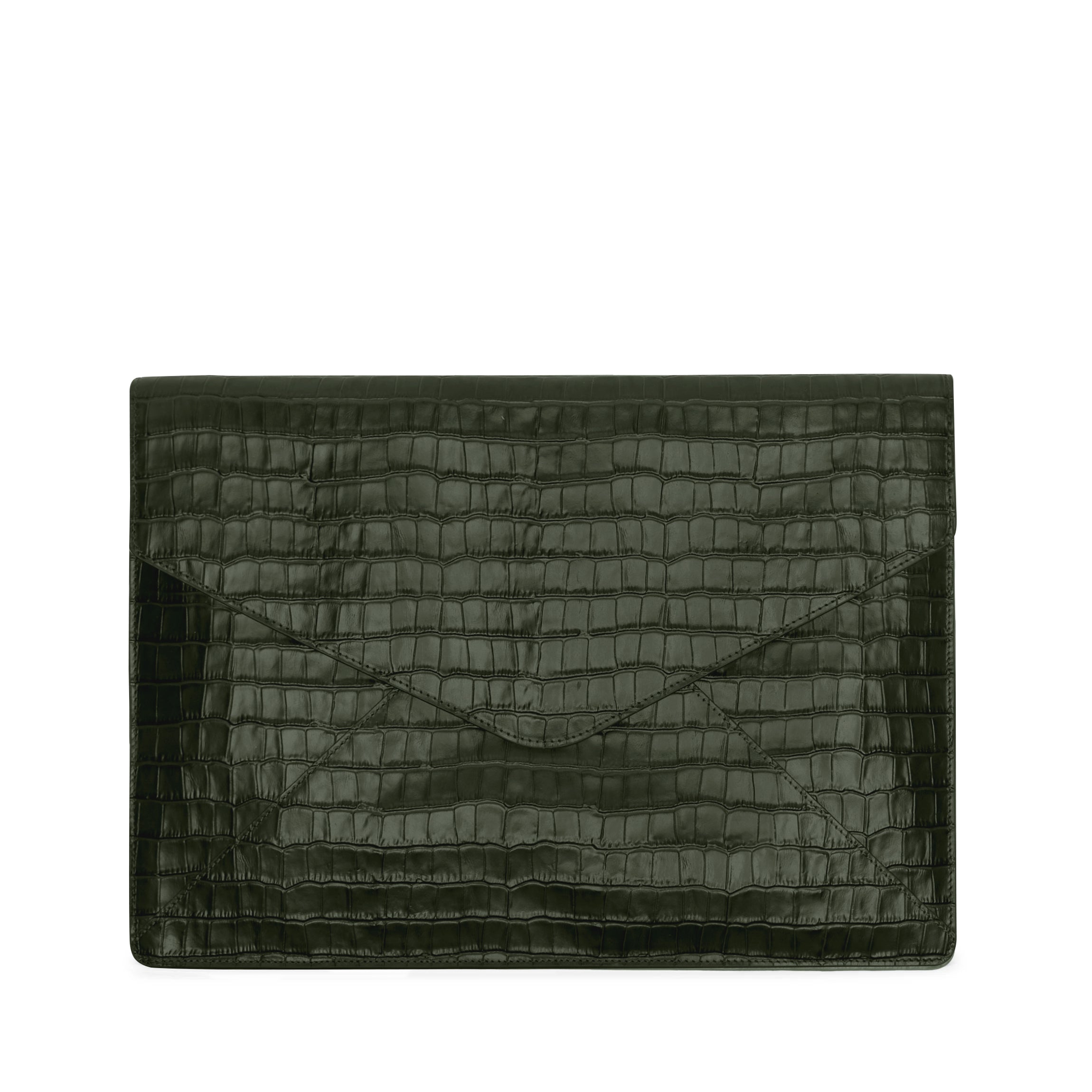 Laptop Envelope Organizer | Sleek travel case, workspace storage, Leatherology Forest Croc