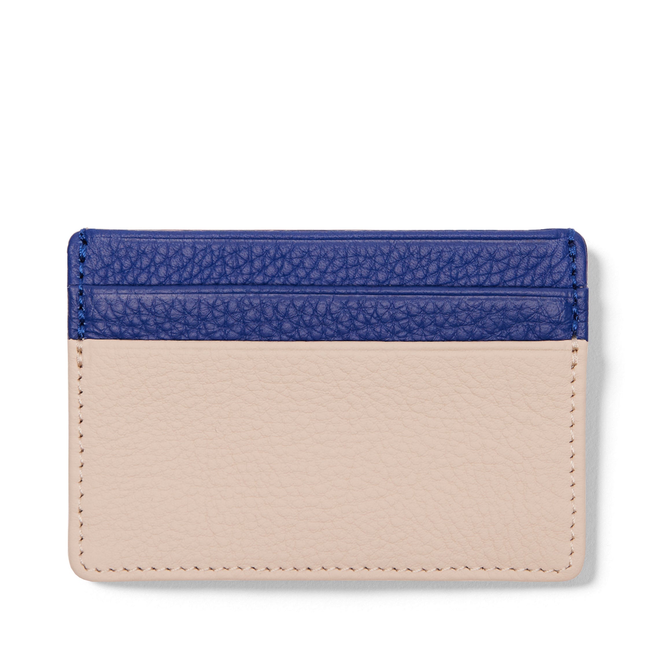 minimalist card sleeve Slim Leather Card Case - Holds Credit Cards, IDs, Business Cards, 4 Card Slots & Center Pocket - Sand/Regatta Blue