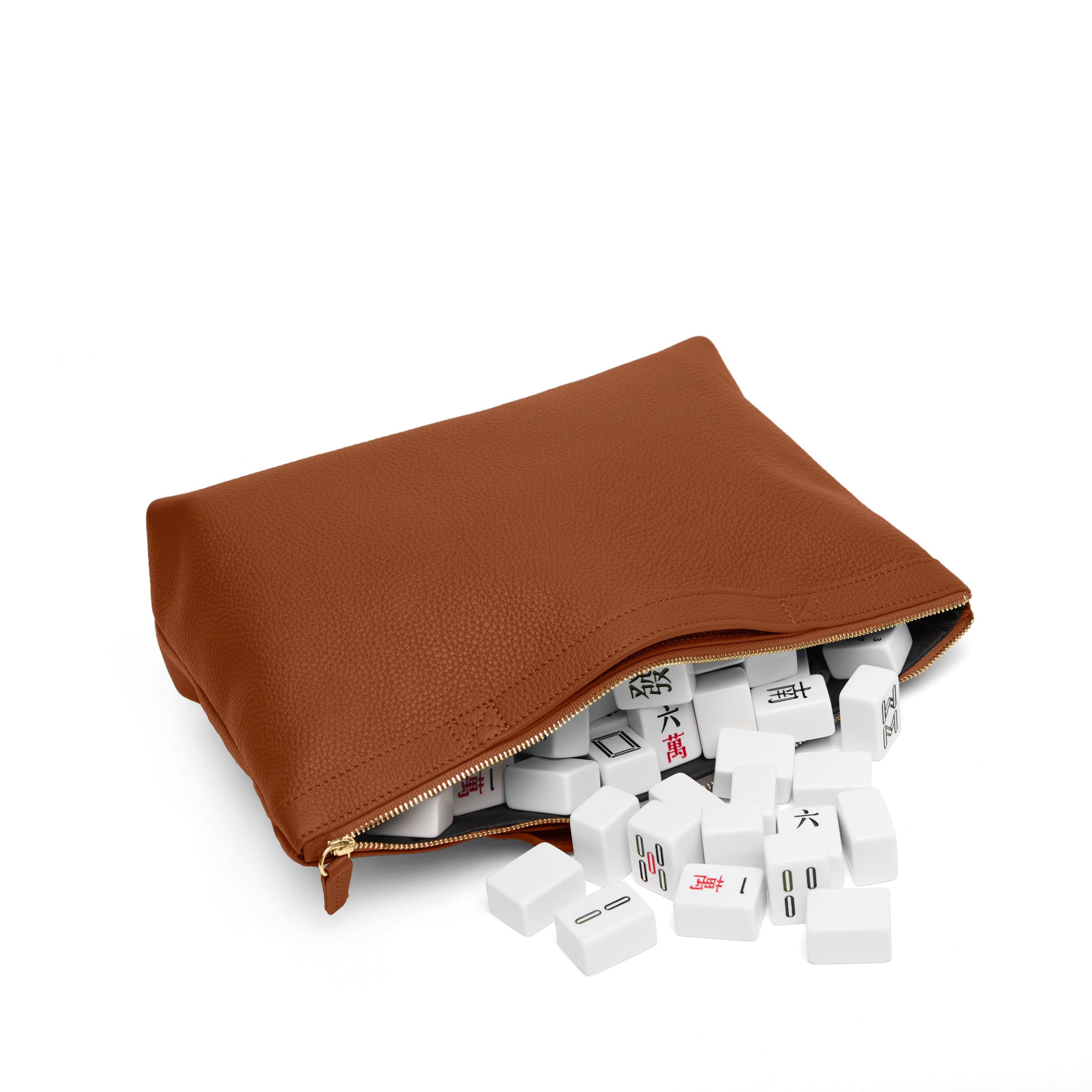 Mahjong Tile Bag | Travel-ready tile pouch, durable storage, Leatherology Saddle Brown Mahjong Tile Bag | Travel-ready tile pouch, durable storage, Leatherology Saddle Brown