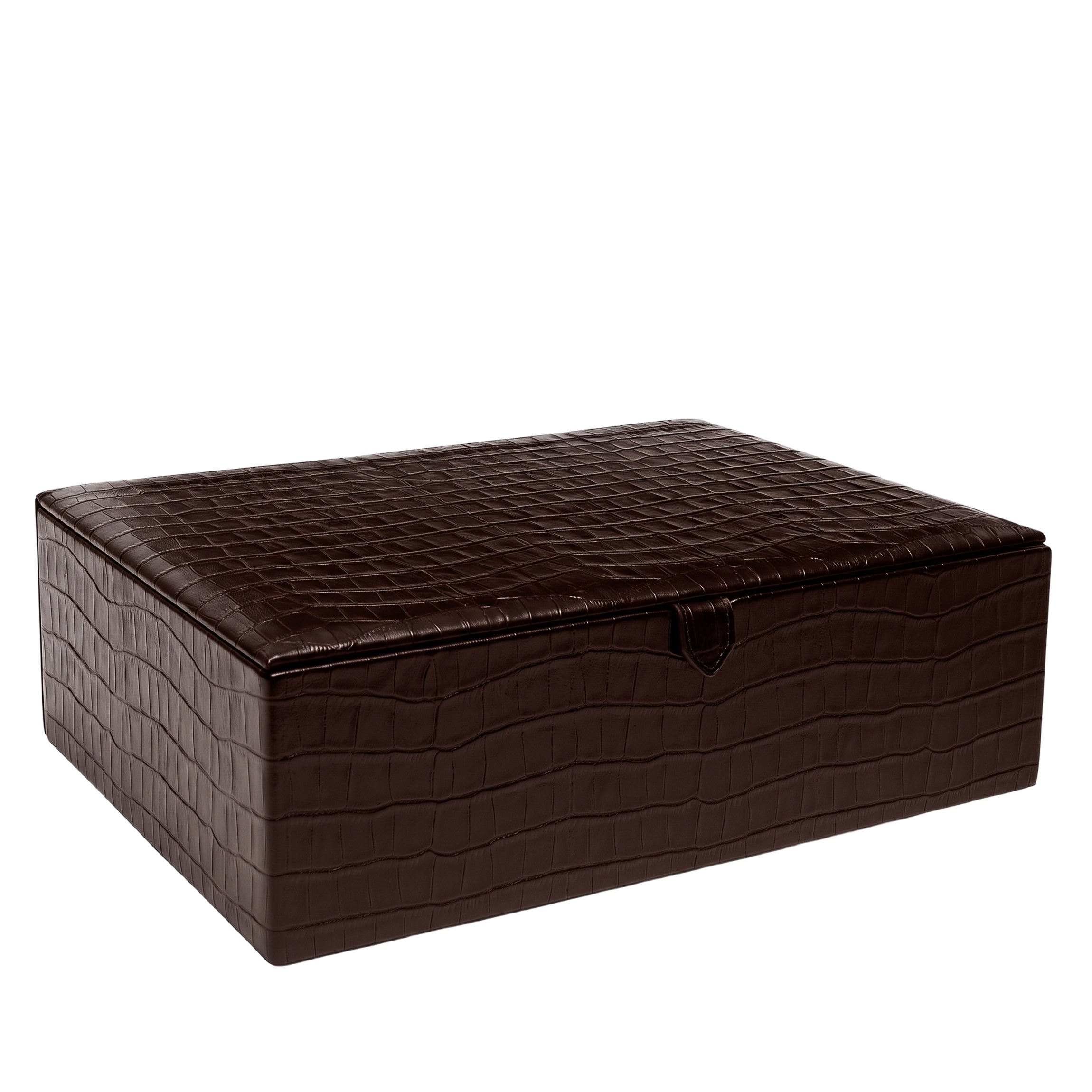 Large Decorative Box | Full Grain Leather, Spacious Home Accent