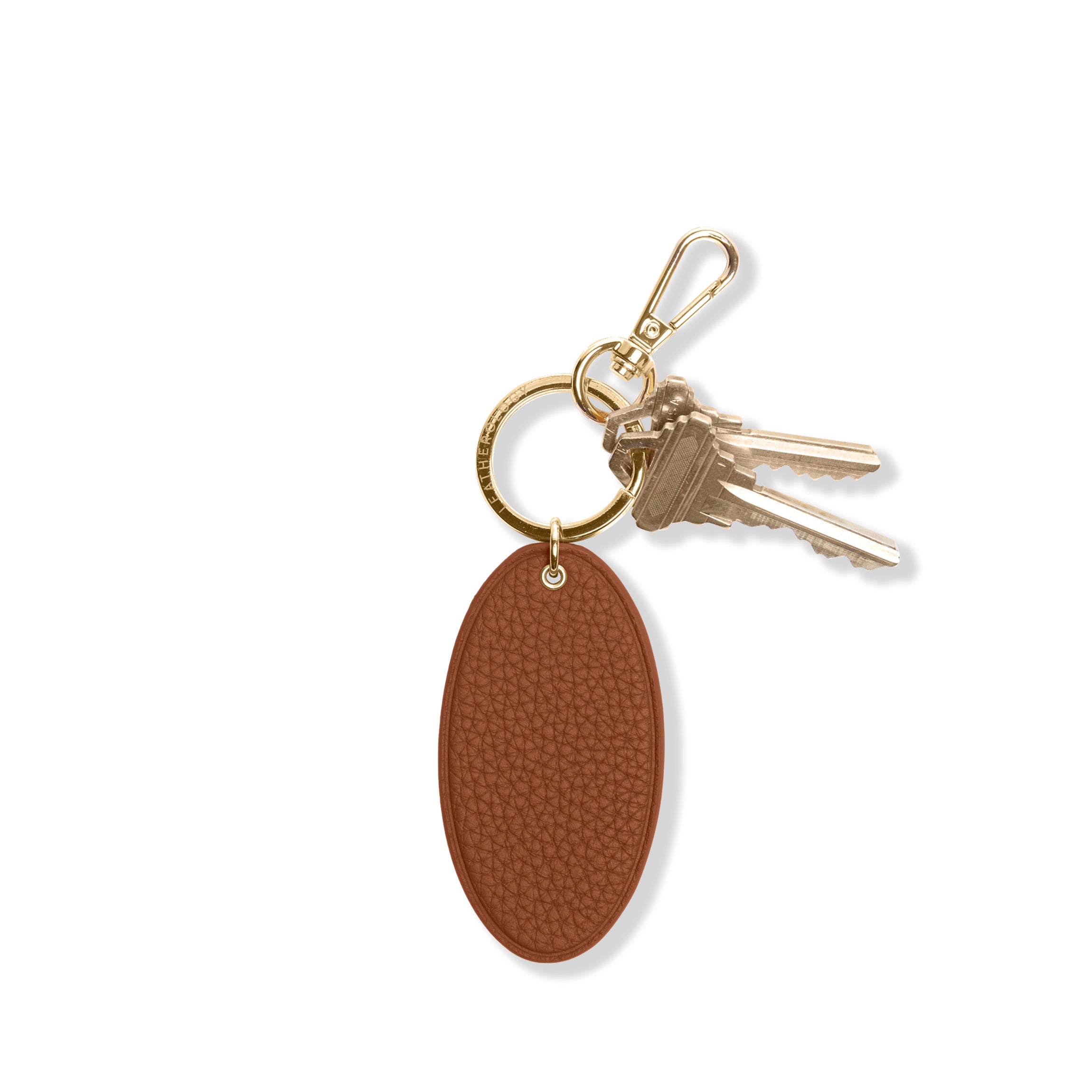 Oval Keychain | Smooth leather shape, everyday key ring