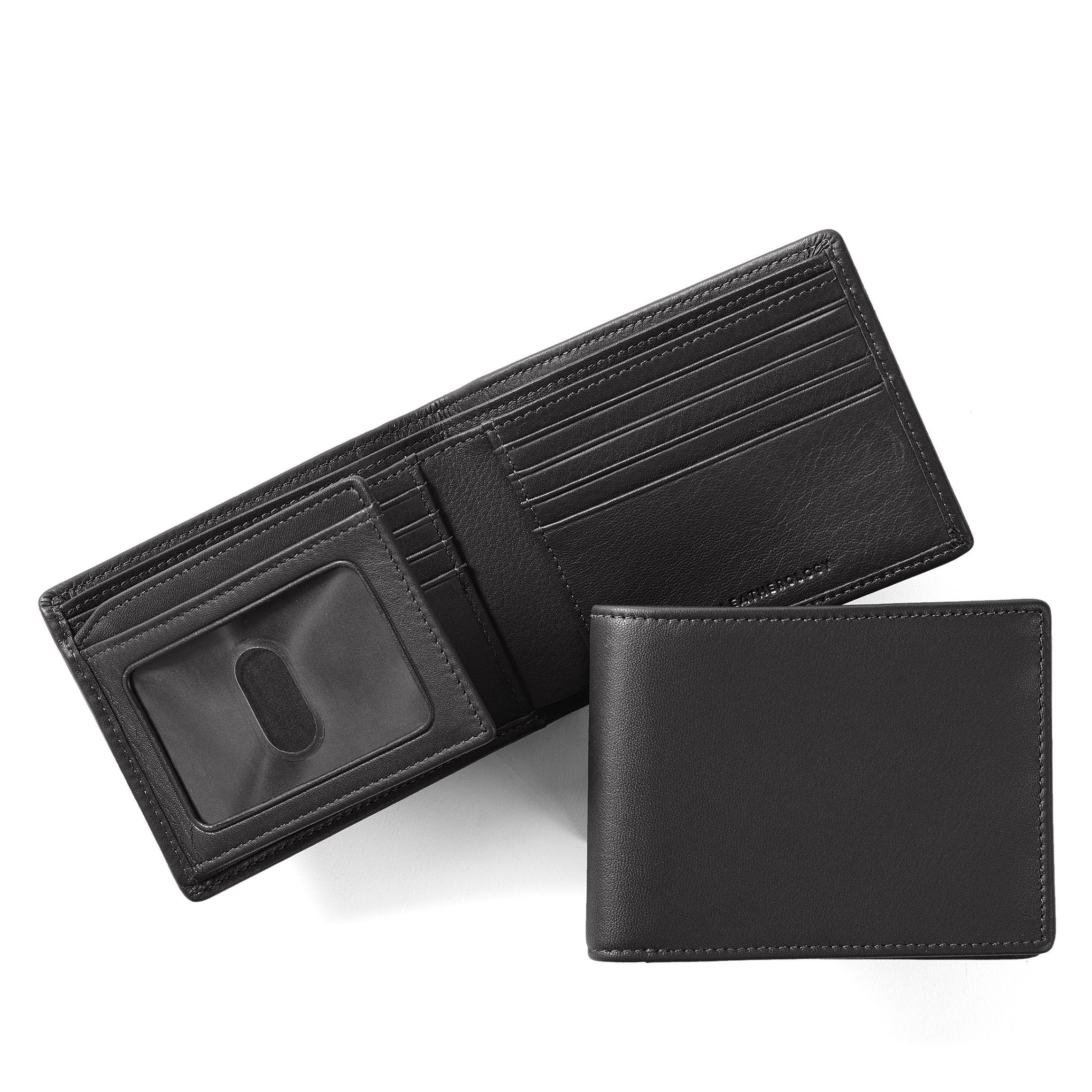 Men's Black Leather Zip-Around Bifold Wallet – Secure Multi-Pocket Billfold With Zipper