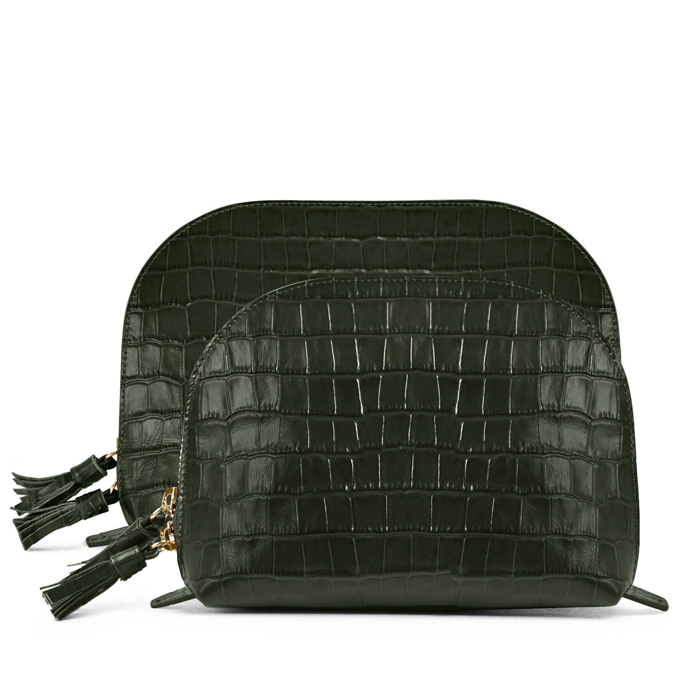 Clamshell Makeup Bag Set | Full grain leather, complete beauty