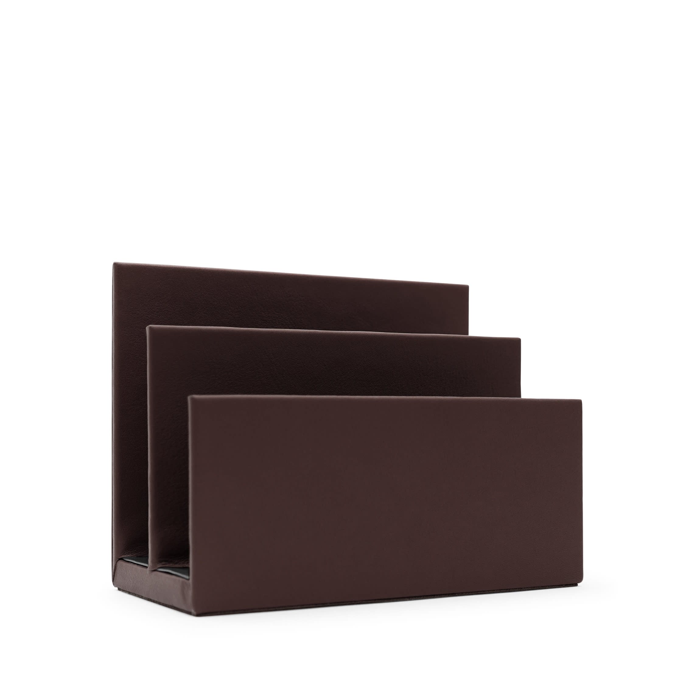 Dacasso Leather Desktop Letter Tray - Luxury Office Paper Organizer In Chocolate Brown