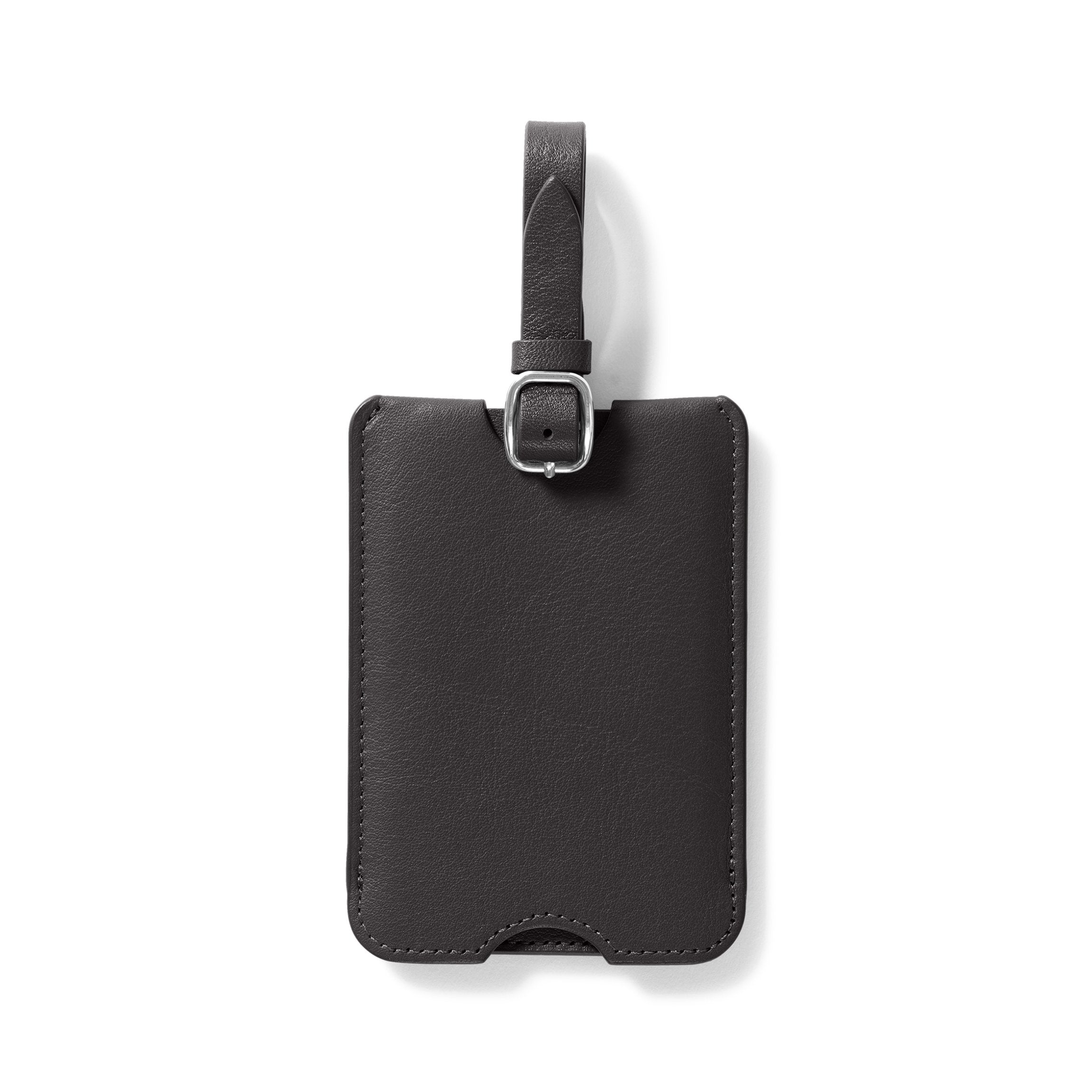 osprey leather luggage tags Deluxe Leather Luggage Tag - Privacy Sleeve, Adjustable Buckled Strap - Black Onyx