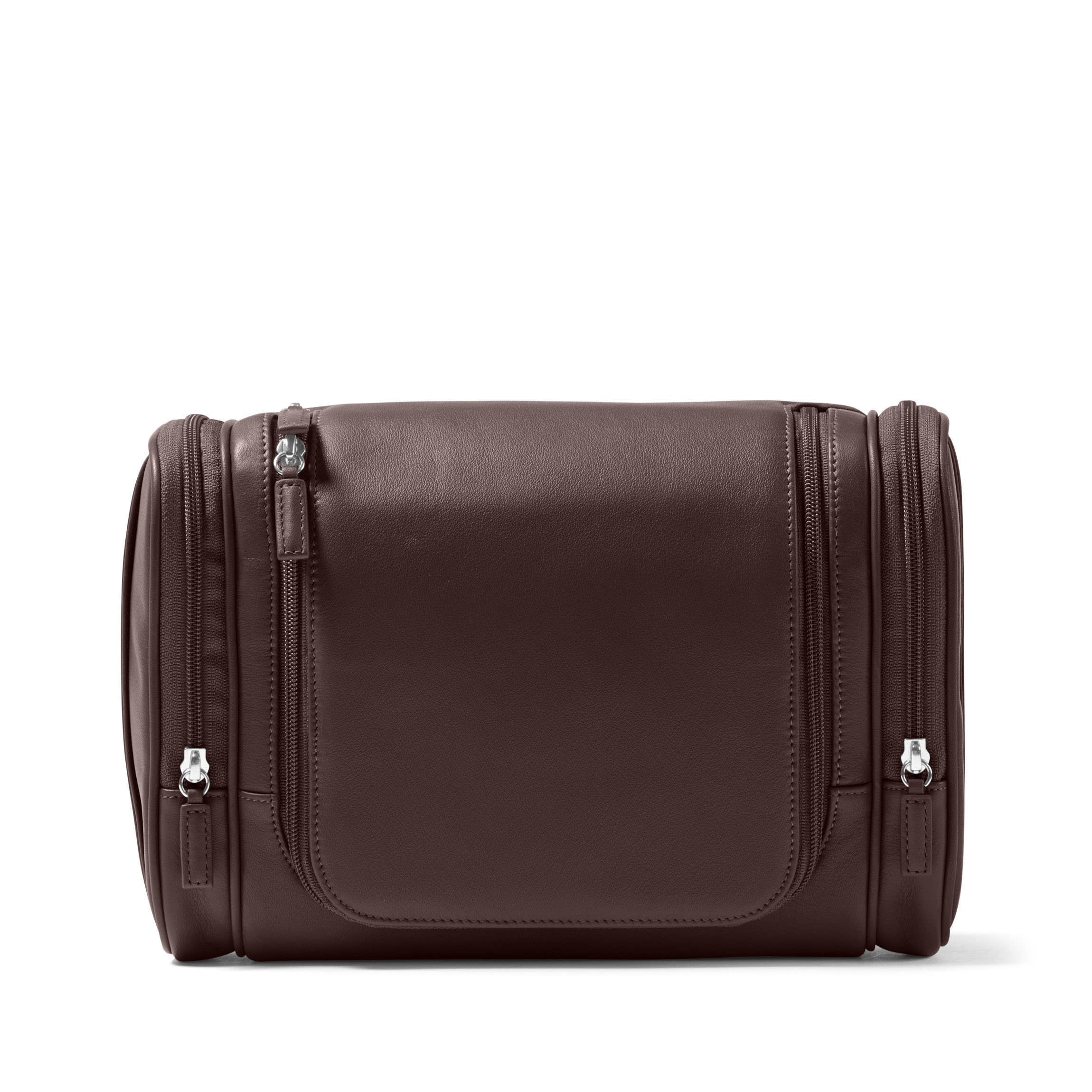 hanging travel toiletry bags Men's Leather Hanging Toiletry Kit - Water-Resistant Lined Dopp Kit, Collapsible Hanger - Brown