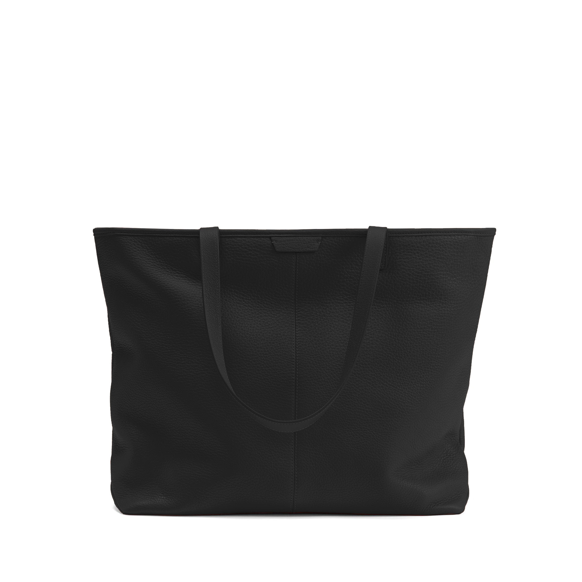 black tote travel bag zippers big Large Zippered Downtown Tote - Work & Travel Bag, Includes Wristlet, Full Grain Leather - Black Pebble