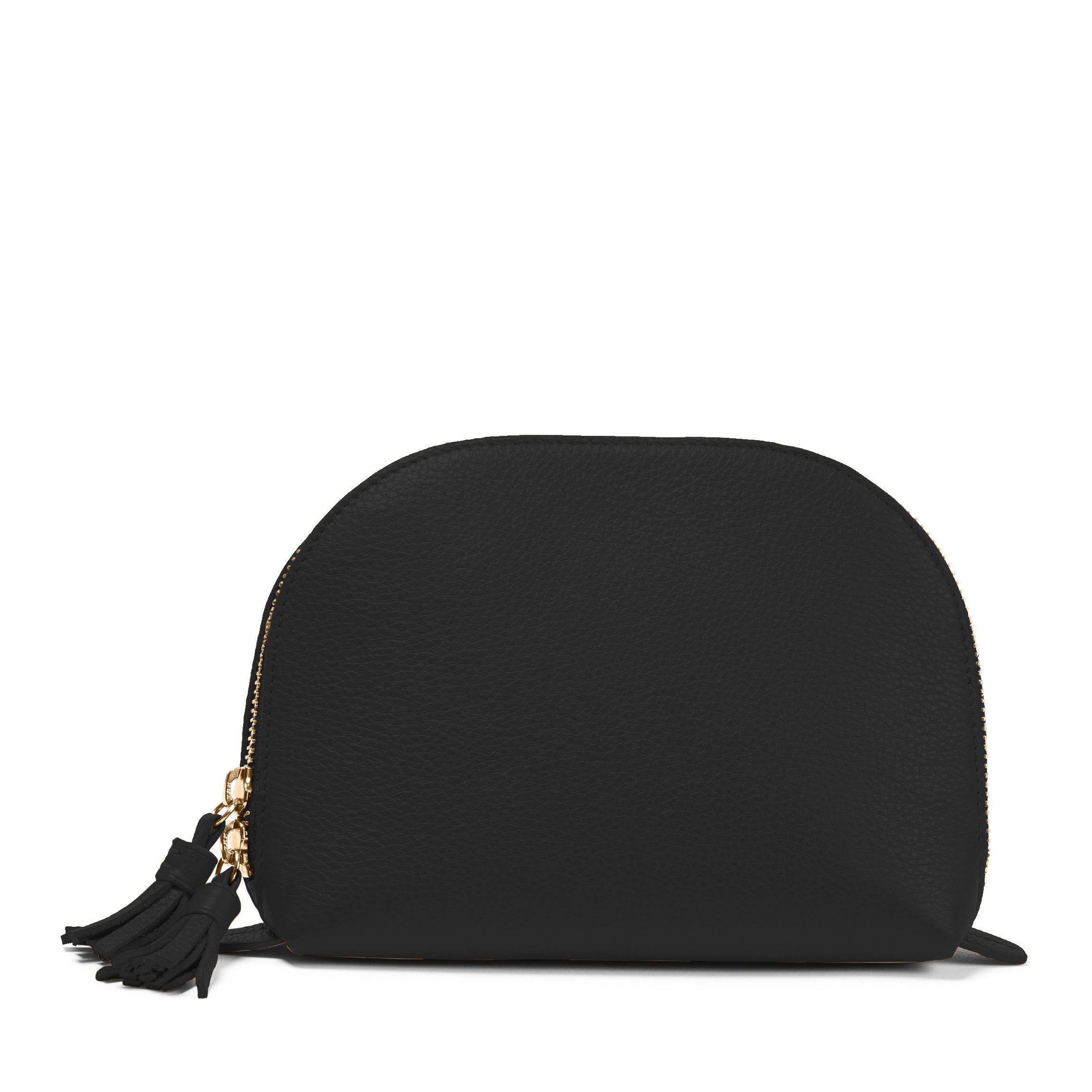 Medium Clamshell Makeup Bag | Full grain leather, compact beauty 