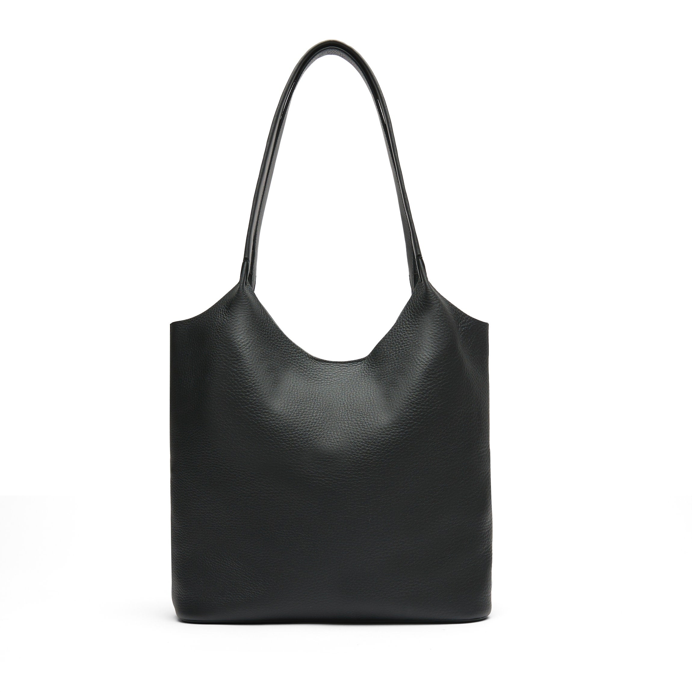 Mia Large Shopper Tote | Full Grain Leather Black Pebble 