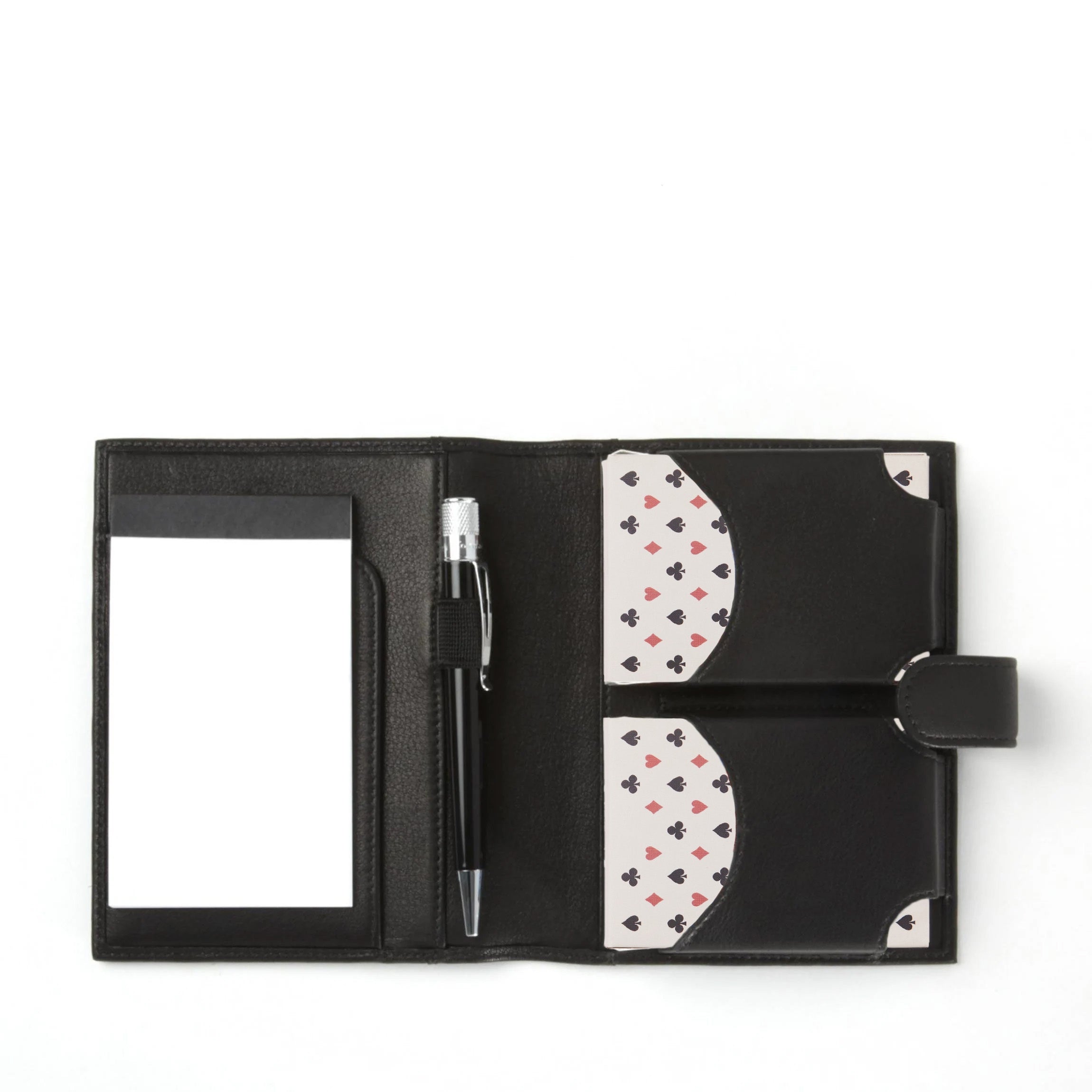 Playing Card Case with Notepad | Full grain leather, compact