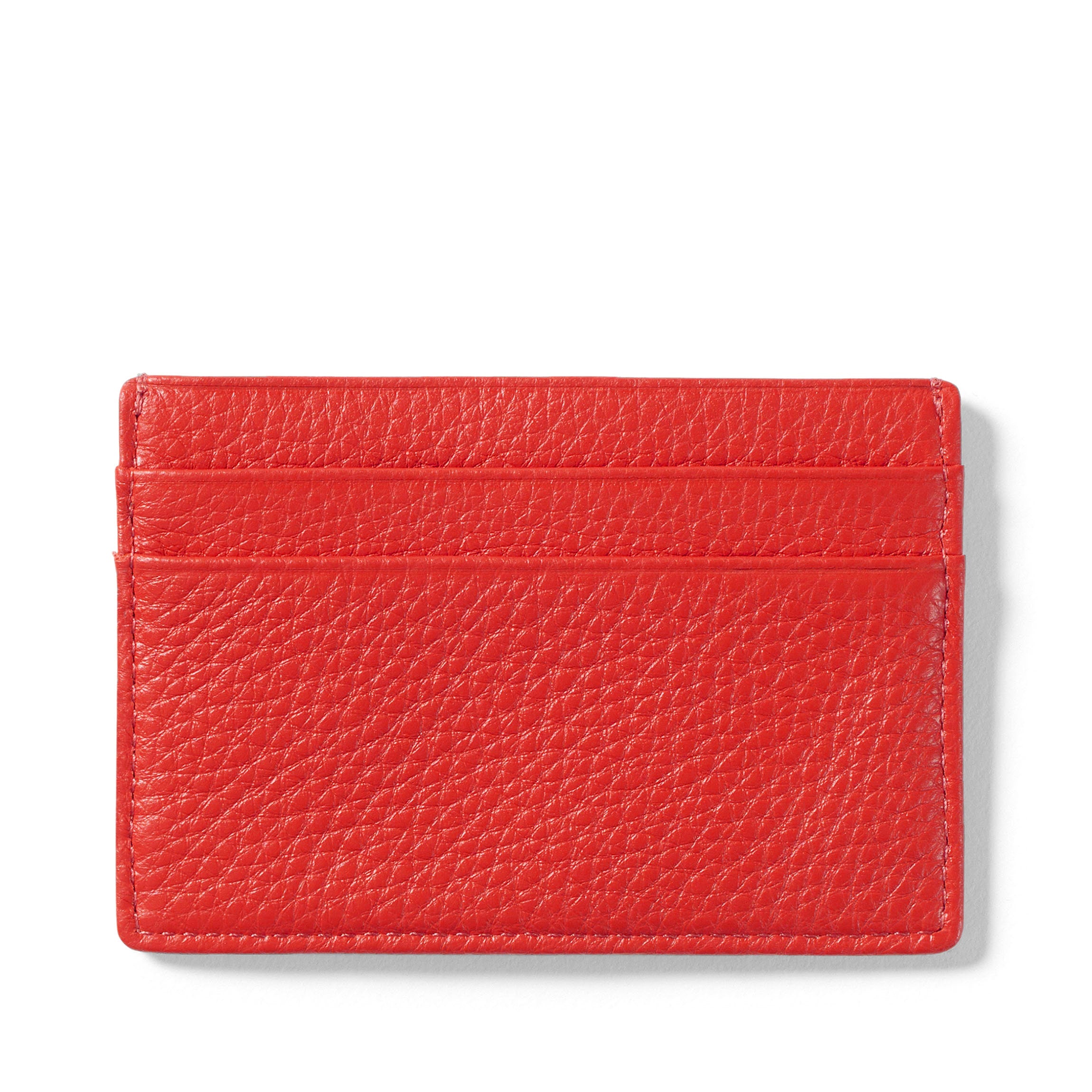 Slim Leather Card Case - Holds Credit Cards, IDs, Business Cards, 4 Card Slots & Center Pocket - Buoy Red