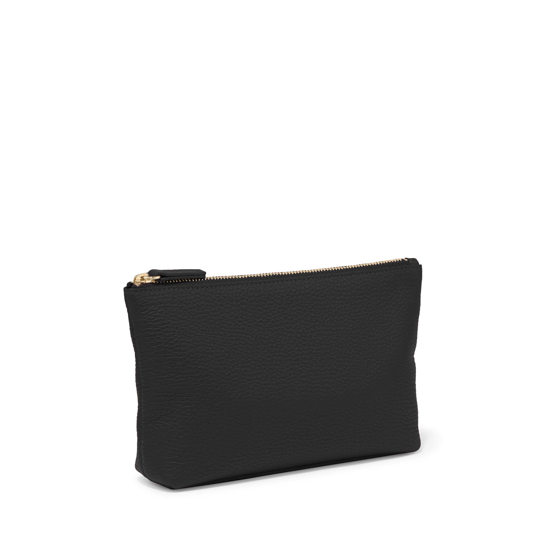Small Accessories Leather Pouch - Tech Accessories, Makeup Holder, Zippered, Standing Design - Black Pebble Small Accessories Leather Pouch - Tech Accessories, Makeup Holder, Zippered, Standing Design - Black Pebble