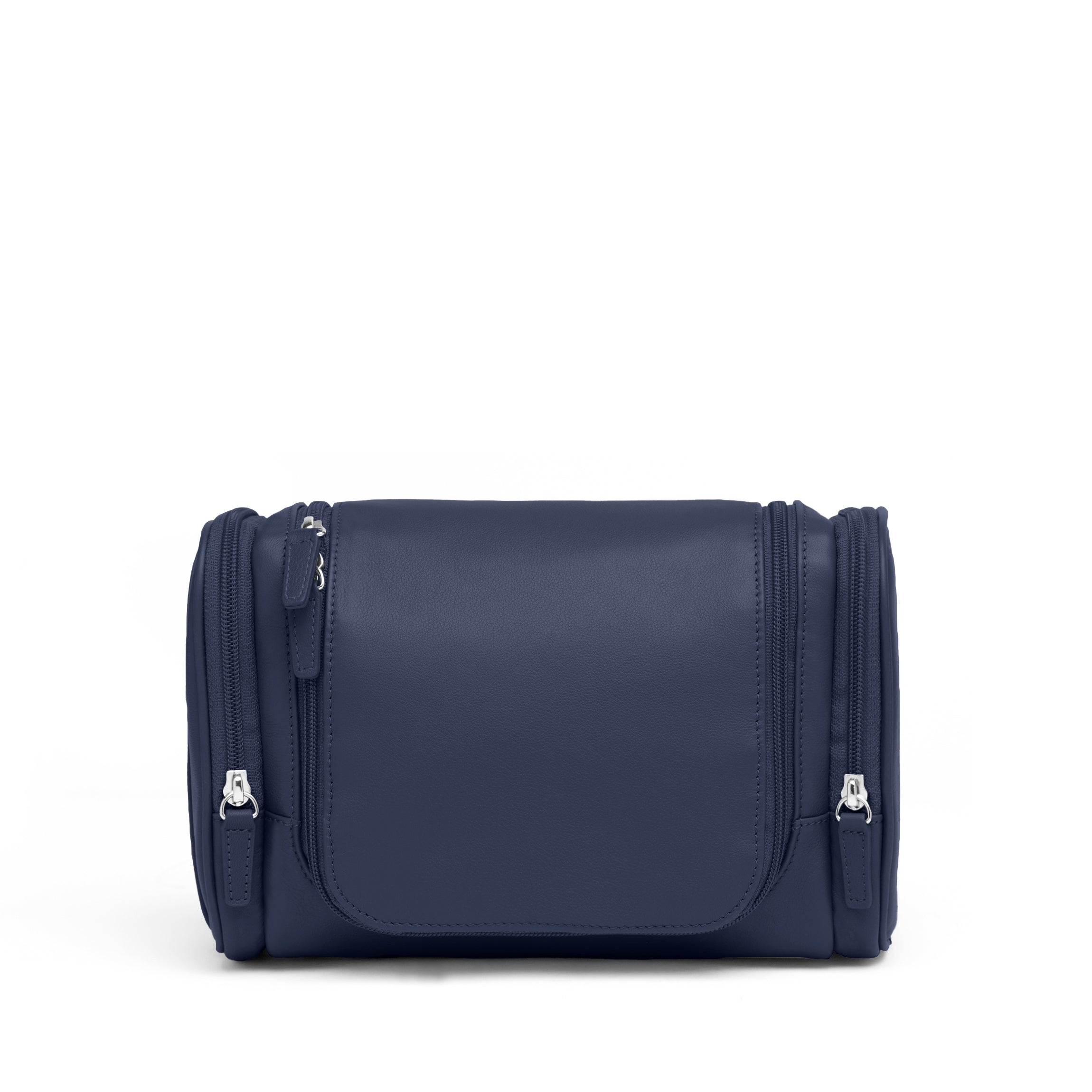 Small Hanging Toiletry Kit Full Grain Leather Navy Blue