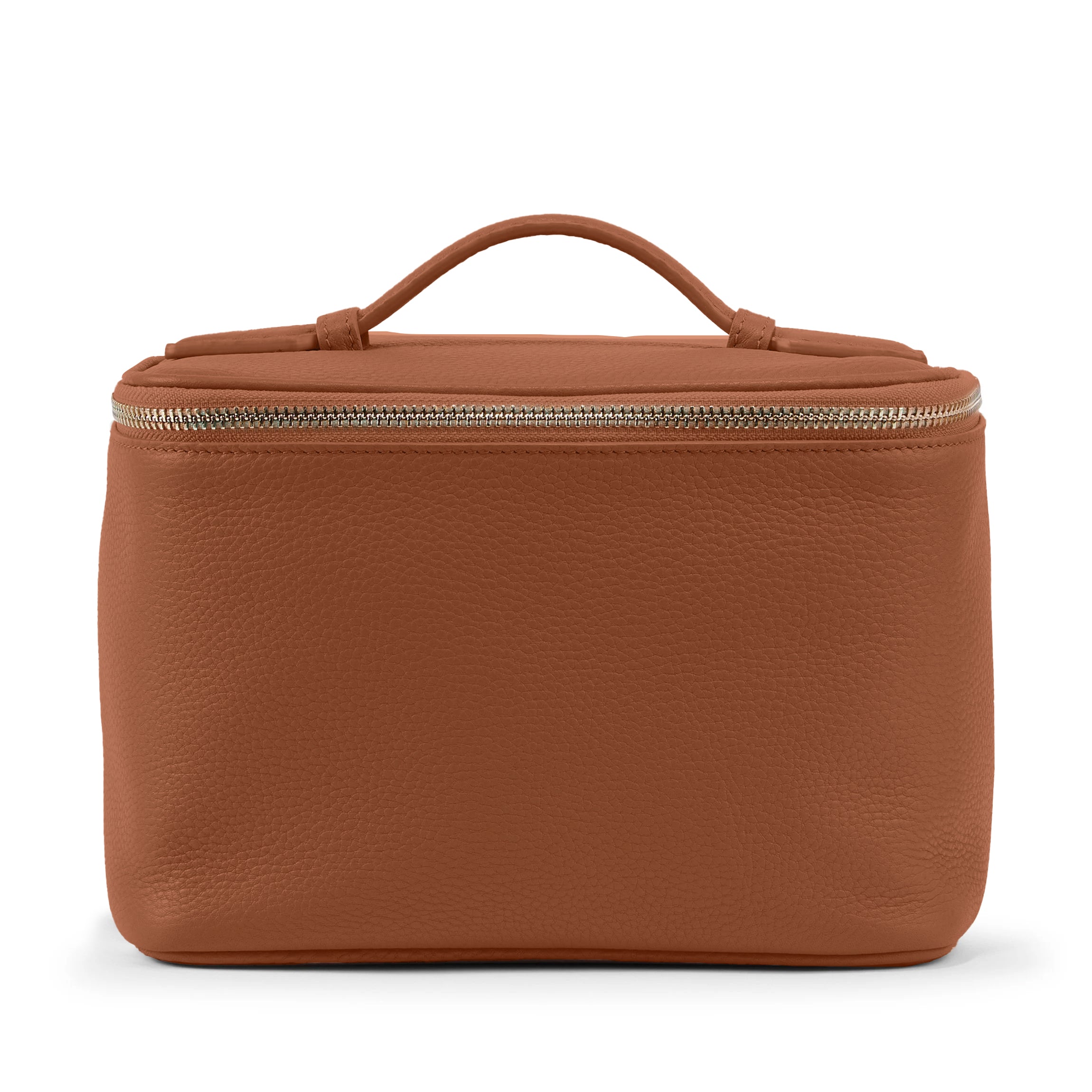 great makeup holders travel bag Leather Medium Train Case - Fit Travel-Sized Makeup, Toiletries, Water-Resistant Lining - Saddle Brown