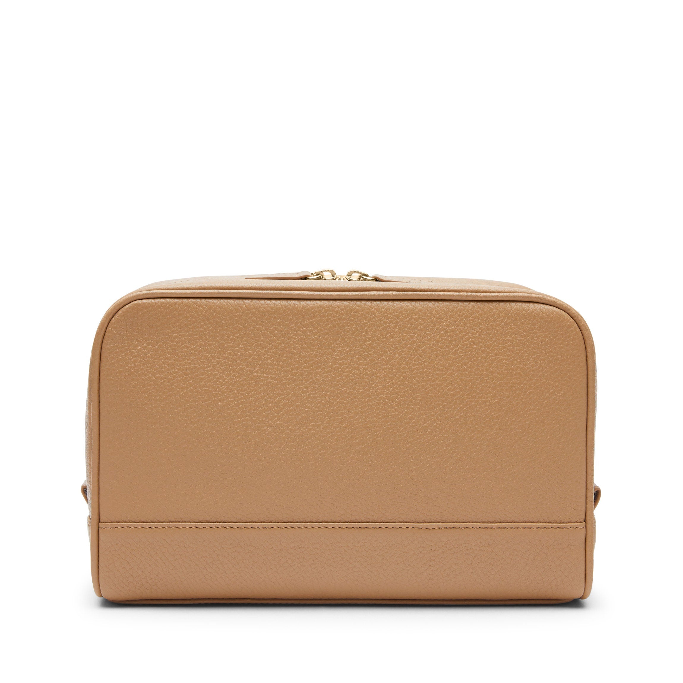best toiletry bag travel handles zipper Top Zip Leather Toiletry Bag - Water-Resistant Lining, Slim Profile Standing Design - Camel