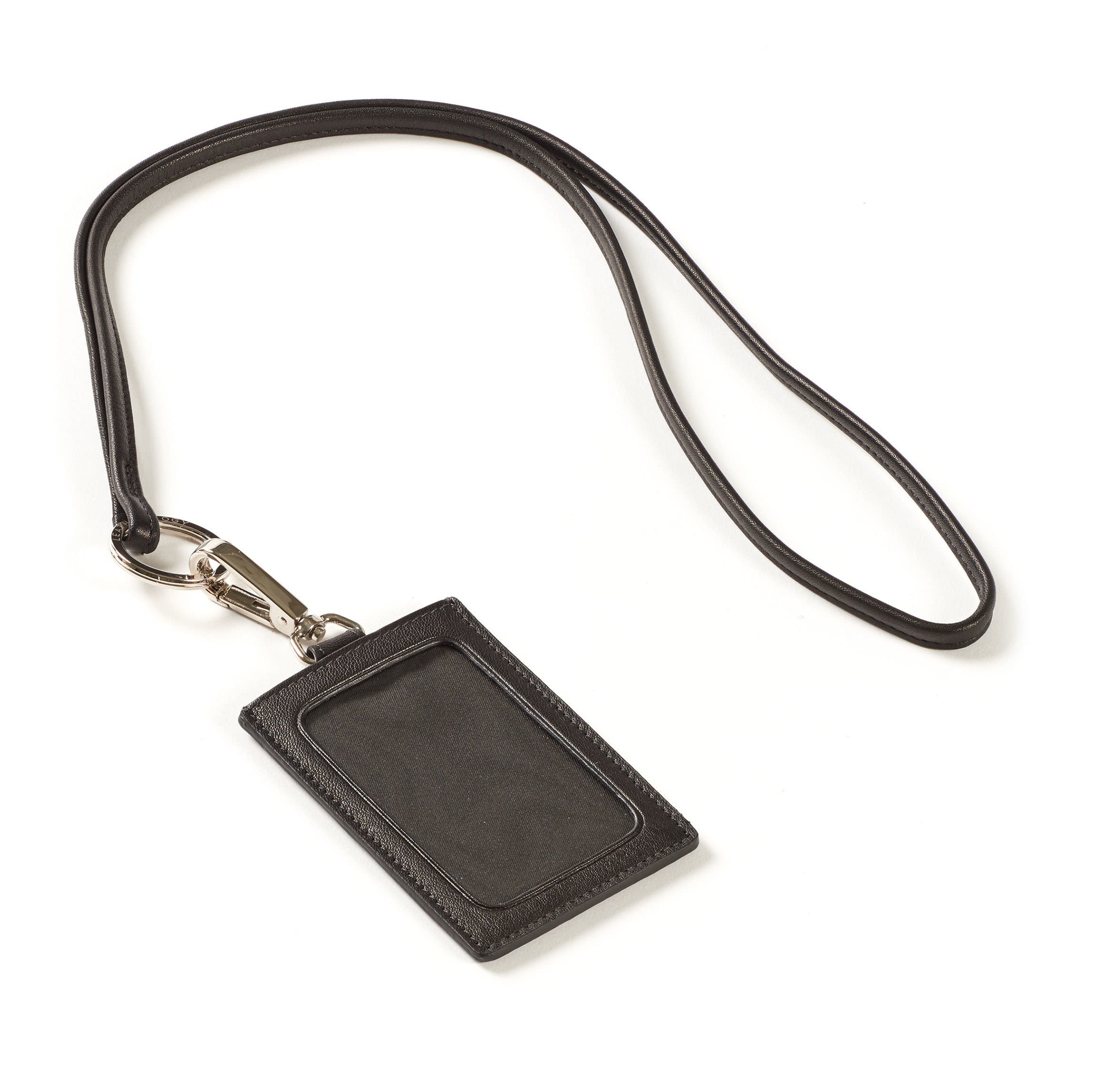 Vertical Leather Lanyard - 2 Card Slots & ID Window, Detachable Metal Clip & Keyring - Black Onyx - Personalized Gifts, Leatherology Vertical Leather Lanyard - 2 Card Slots & ID Window, Detachable Metal Clip & Keyring - Black Onyx - Personalized Gifts, Leatherology