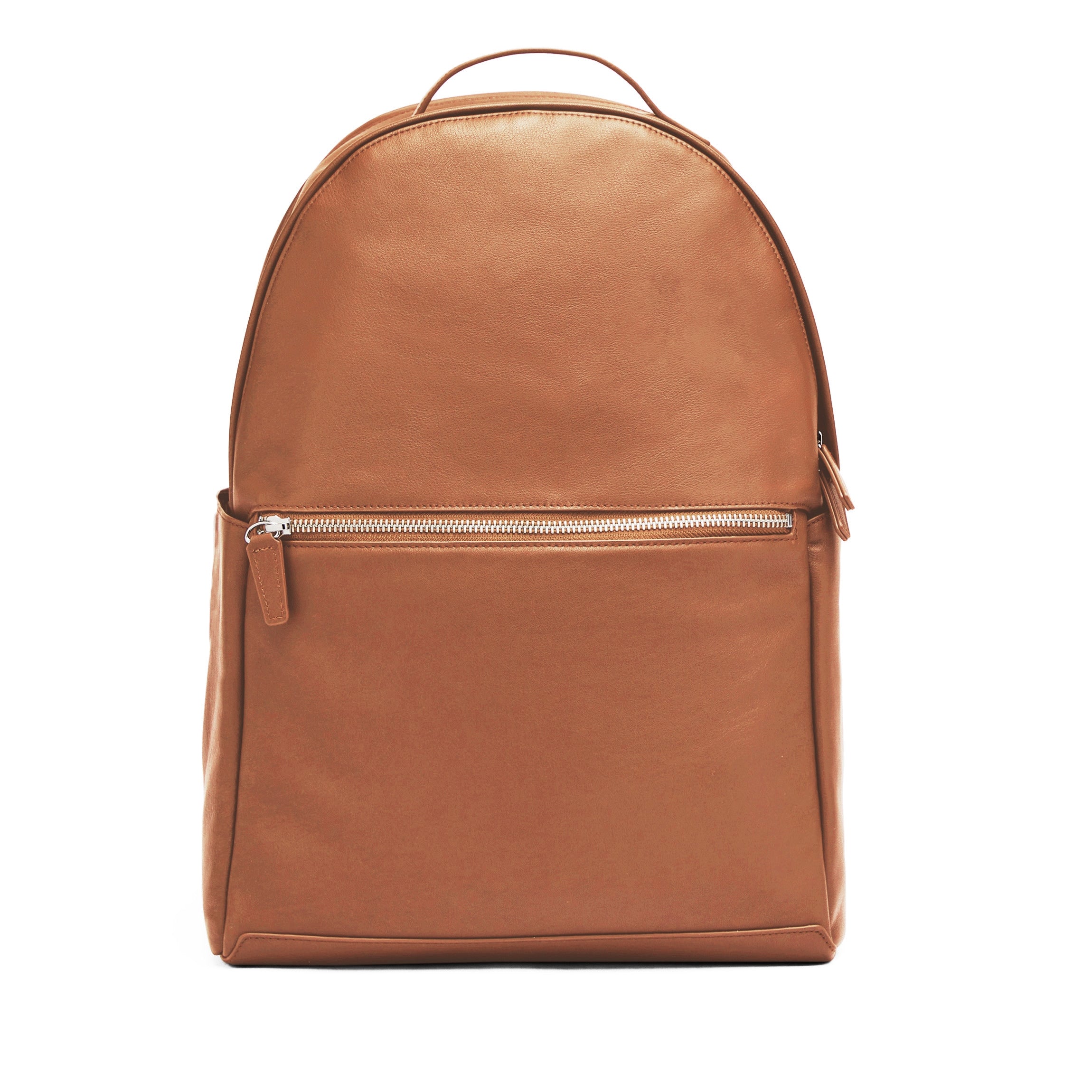brown faux leather backpack Sloan Large Backpack - Functional Travel, Full Grain Leather, Added Trolley Sleeve - Cognac