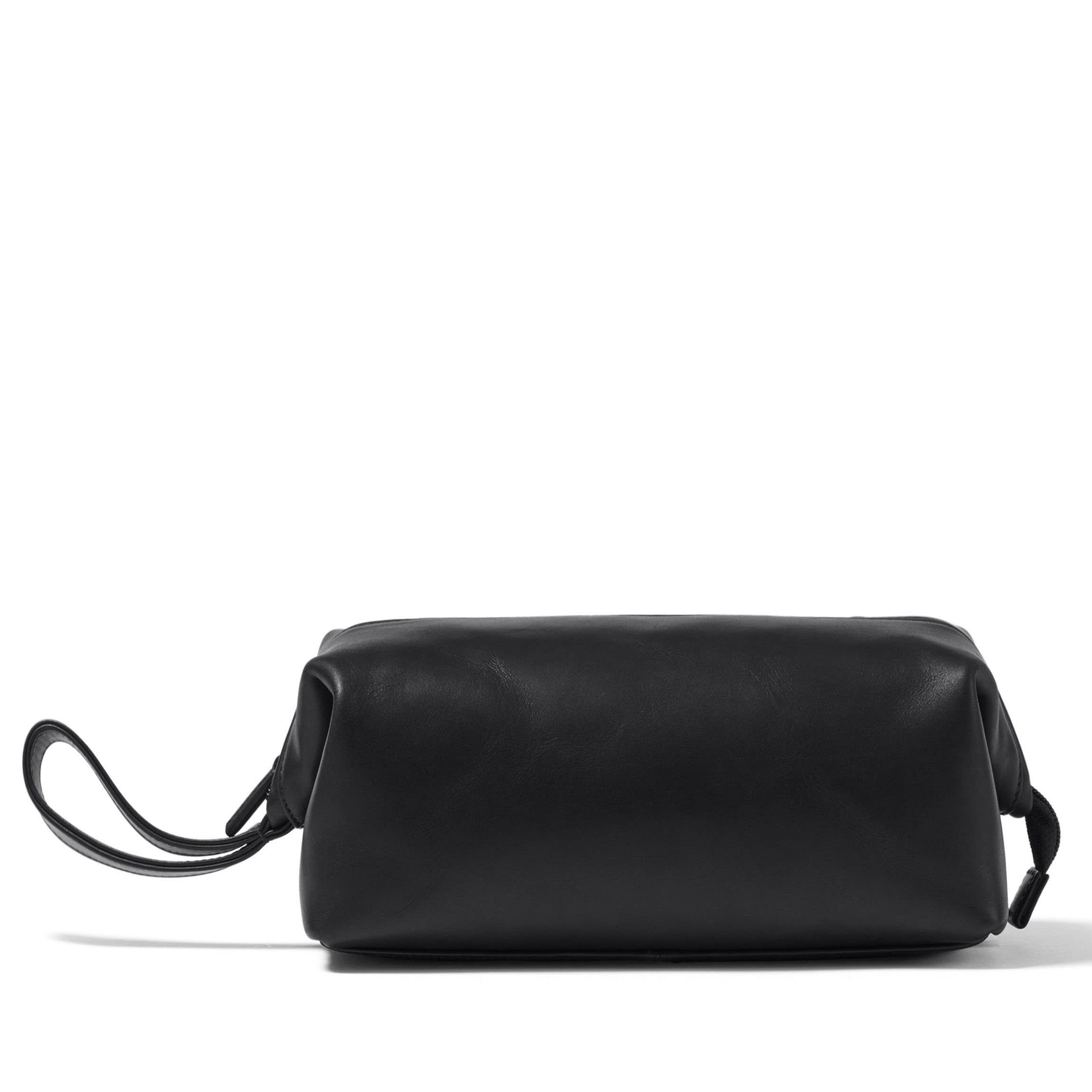 coach travel toiletry bag Men's Leather Framed Toiletry Bag - Water-Resistant Lined Dopp Kit, Standing Wide Mouth Design - Black Oil