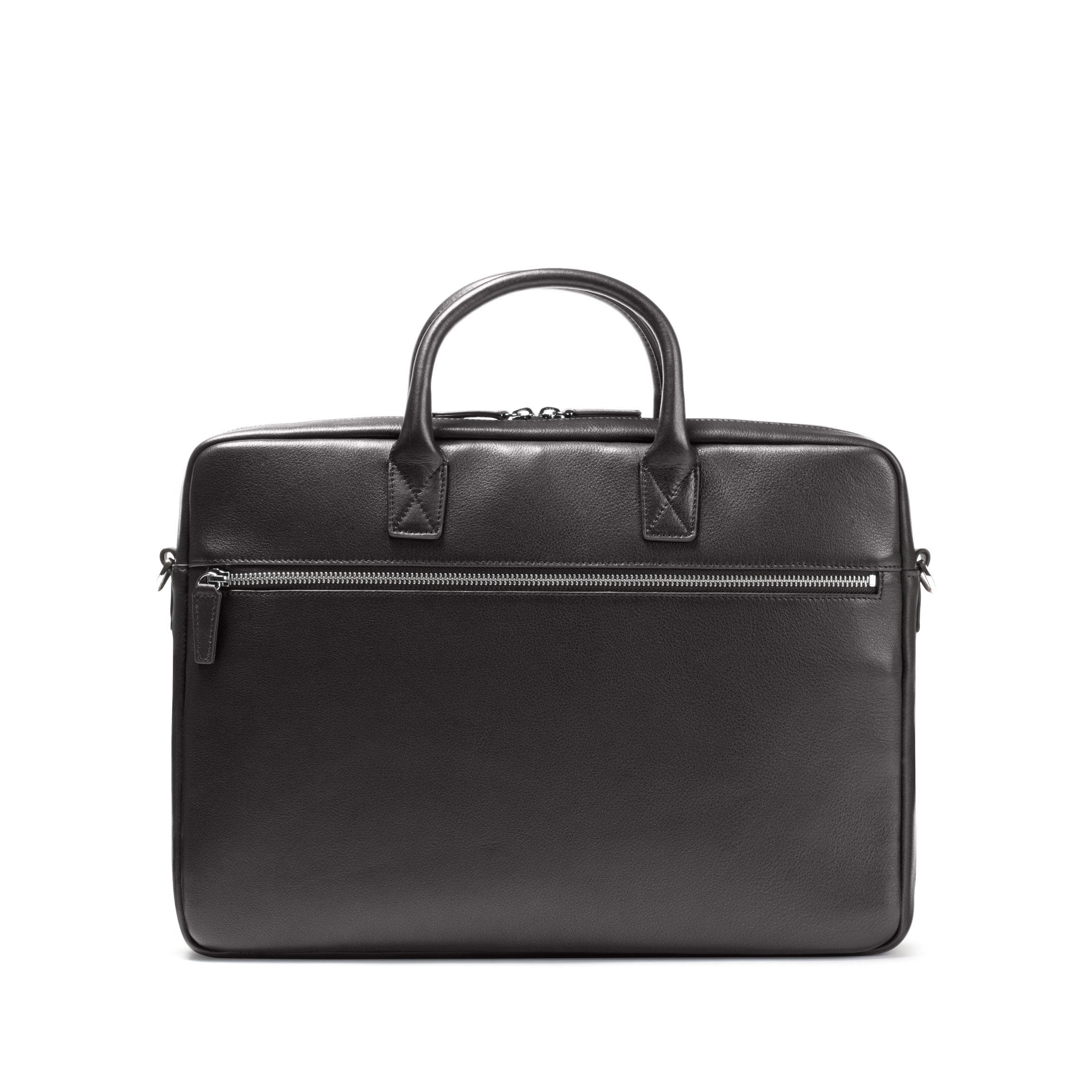 briefcase backpack leather thin Knox Slim Leather Laptop Bag - Interior Sleeve Fits 15" Laptop, Adjustable Shoulder Strap - Black Onyx