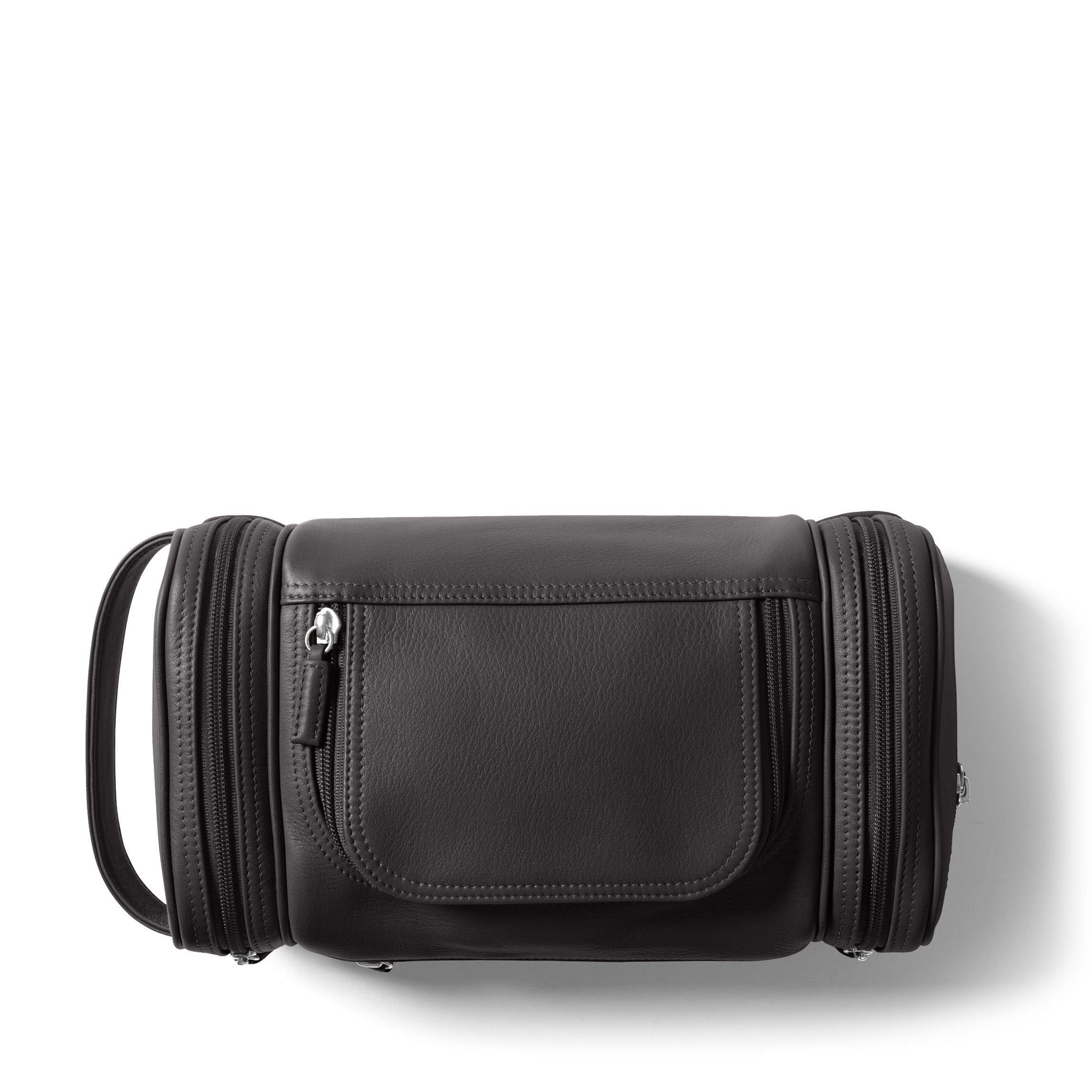 buy mens travel toiletrie bag Leatherology Black Onyx Multi Pocket Toiletry Bag