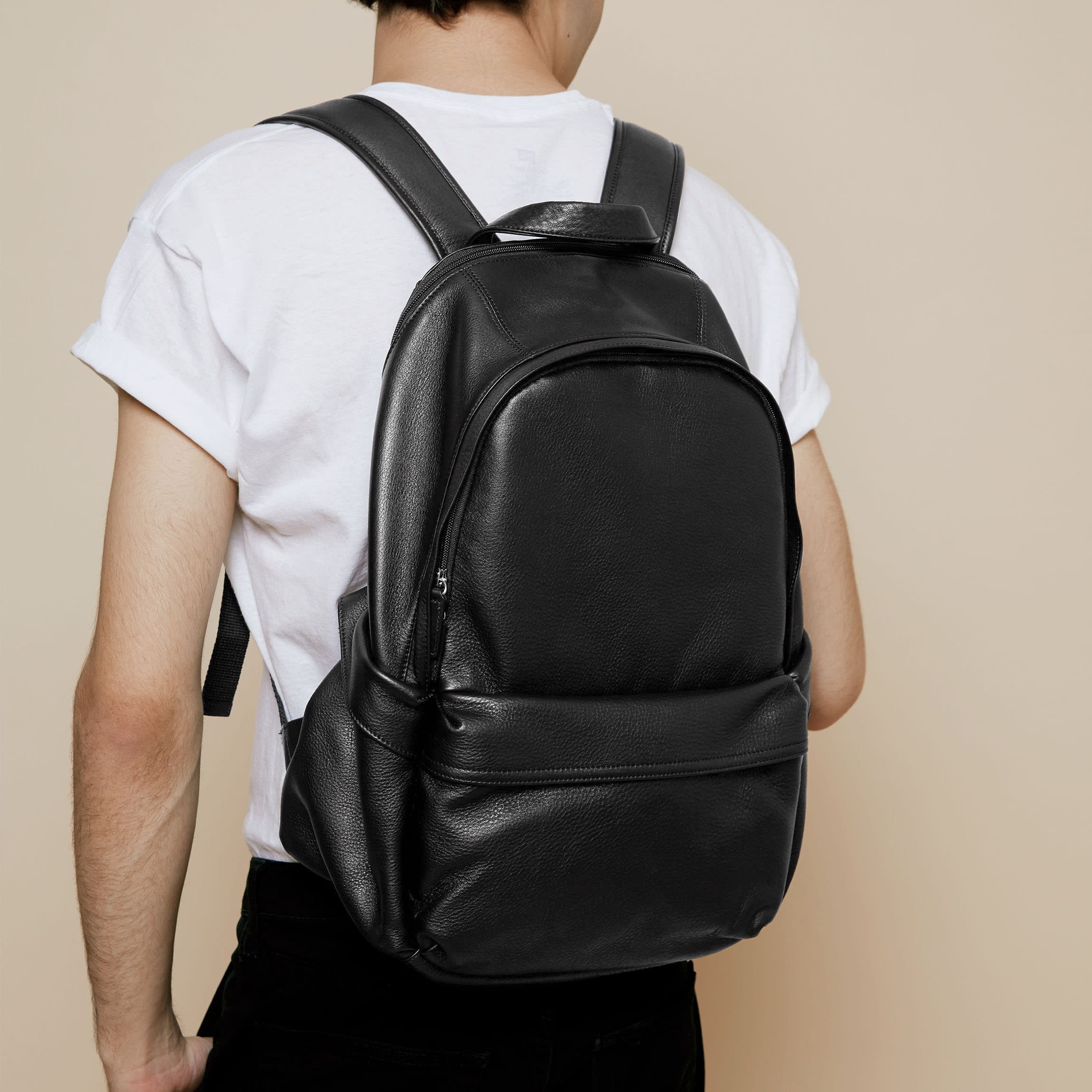 black pu leather backpack Parker Backpack