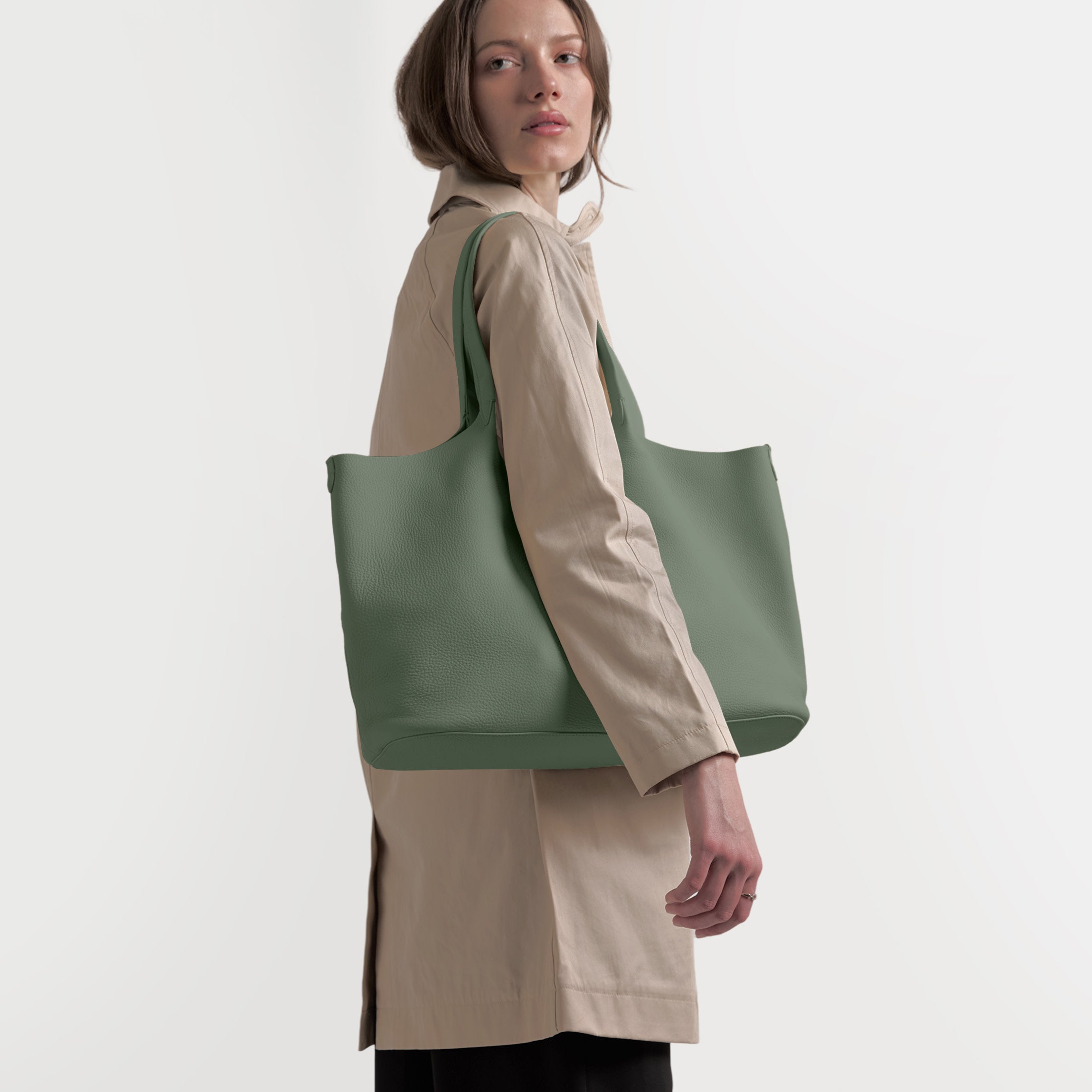 Mia Horizontal Tote | Full Grain Leather Moss – Leatherology