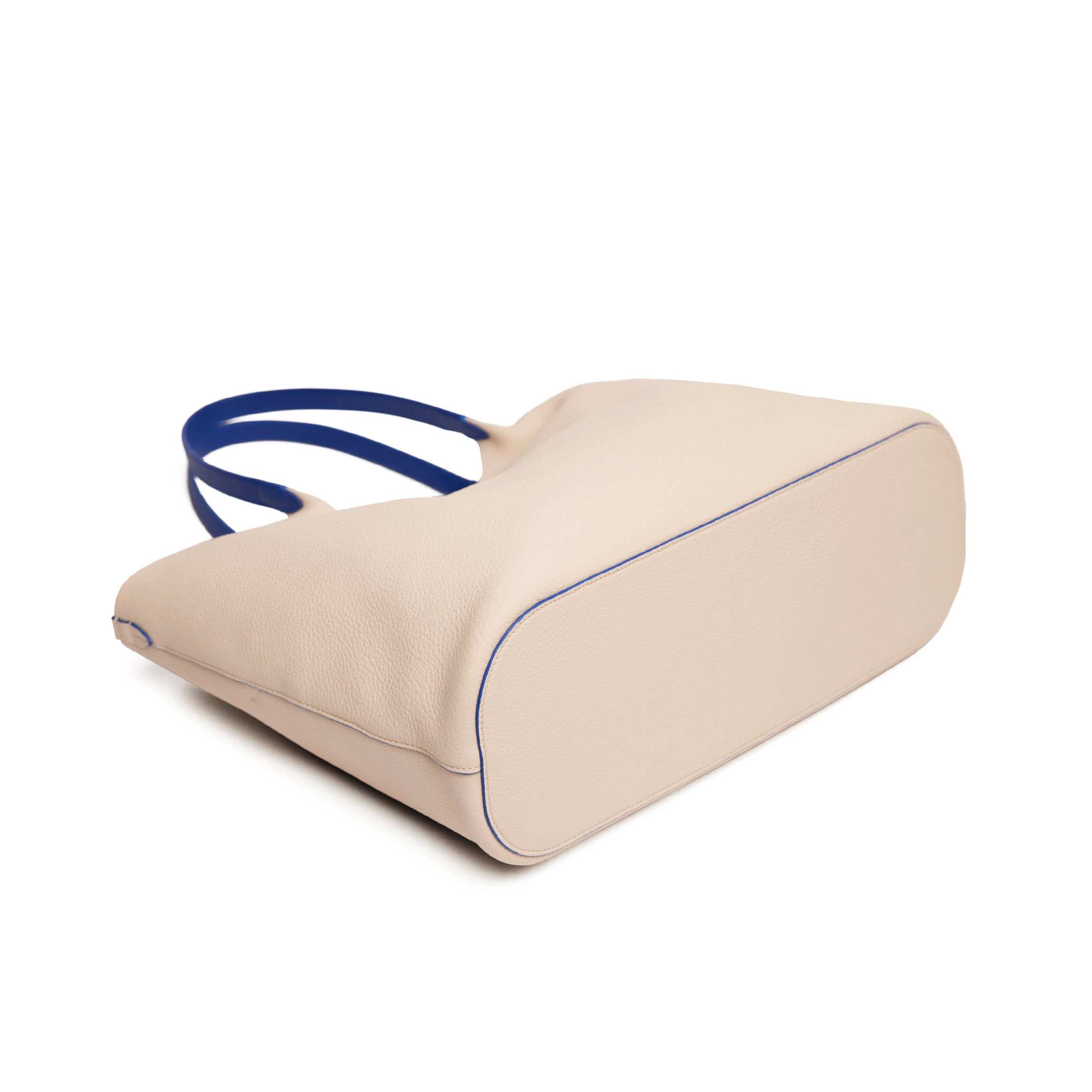 Mia Horizontal Tote | Full Grain Leather Sand/Regatta Blue