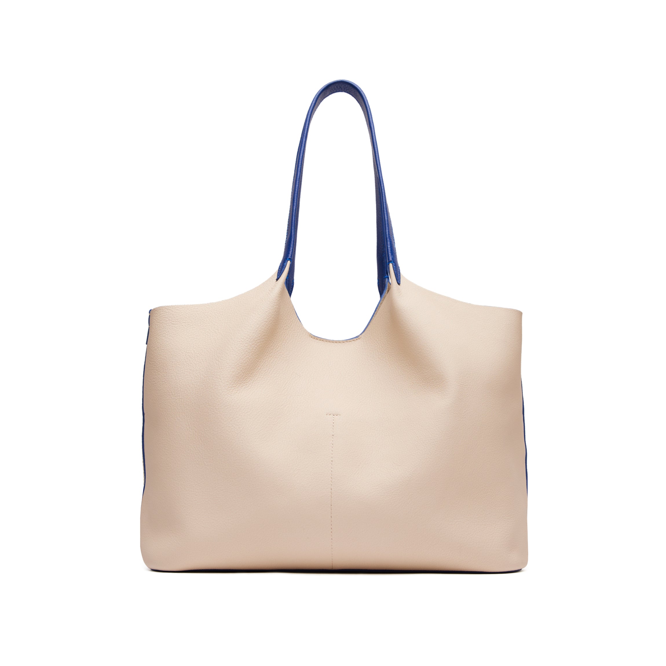 Mia Horizontal Tote | Full Grain Leather Sand/Regatta Blue
