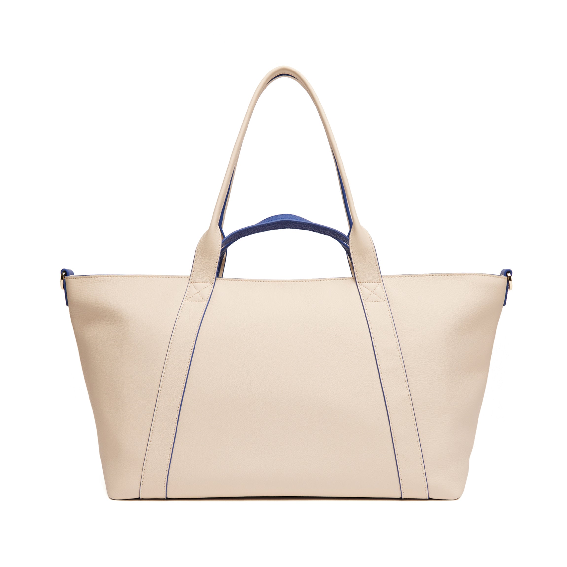 Transit Small Travel Tote – Laptop Bag, Foldable Base, Interior Pockets - Sand/Regatta Blue