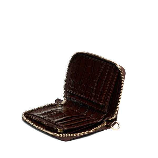 Klyde Compact Wallet | Leatherology Brown Croc