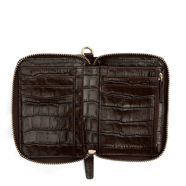Klyde Compact Wallet | Leatherology Brown Croc