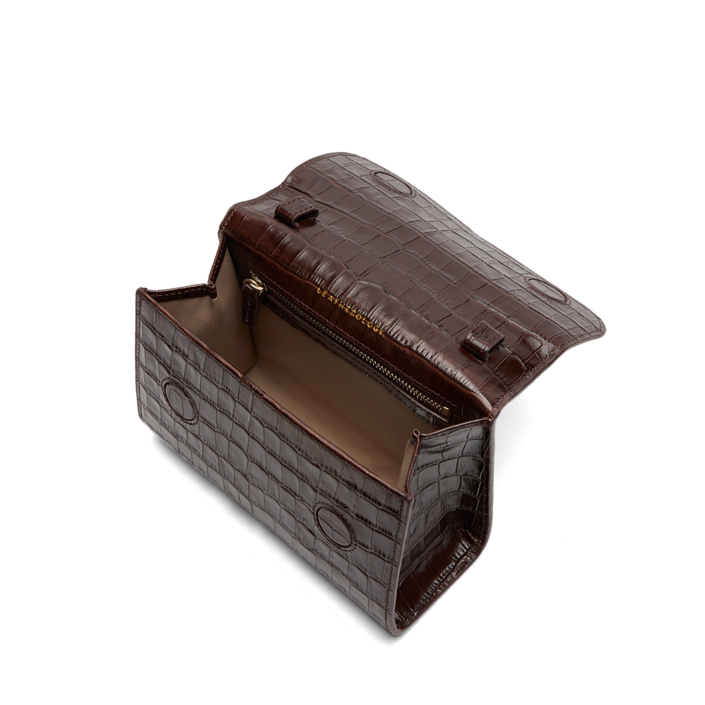 Margot Top Handle Crossbody | Leatherology Brown Croc