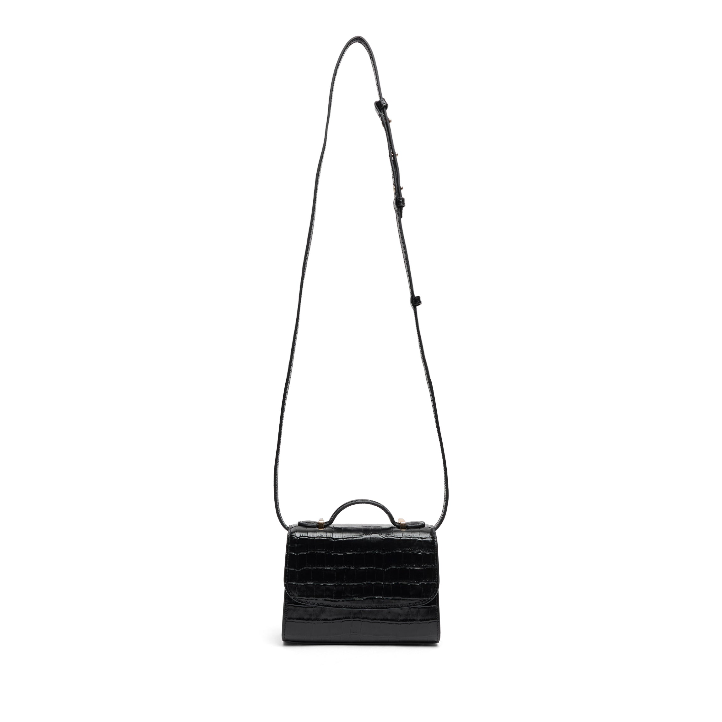 Margot Top Handle Crossbody | Leatherology Black Croc
