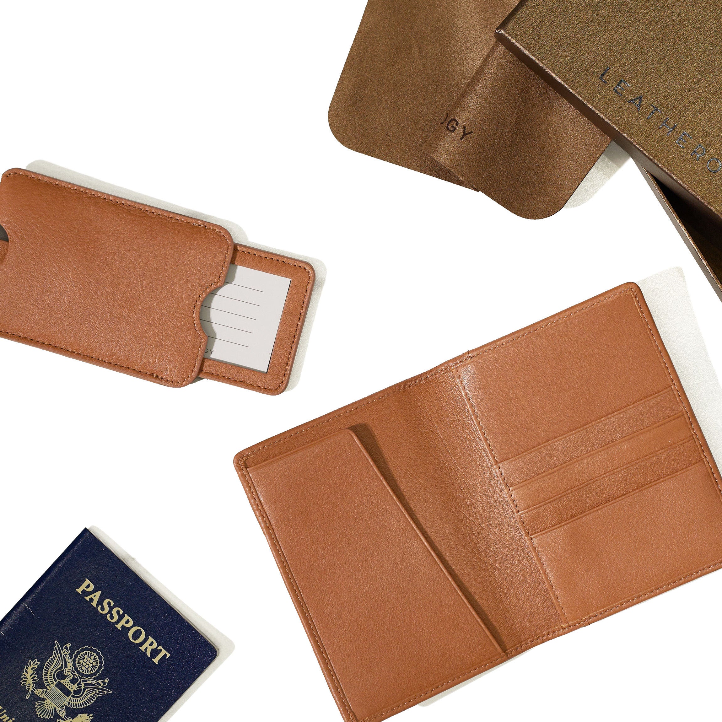 Deluxe Passport Cover + Luggage Tag Set | Full grain leather