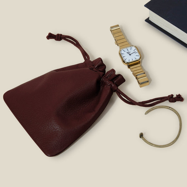 Flat Drawstring Pouch Bordeaux