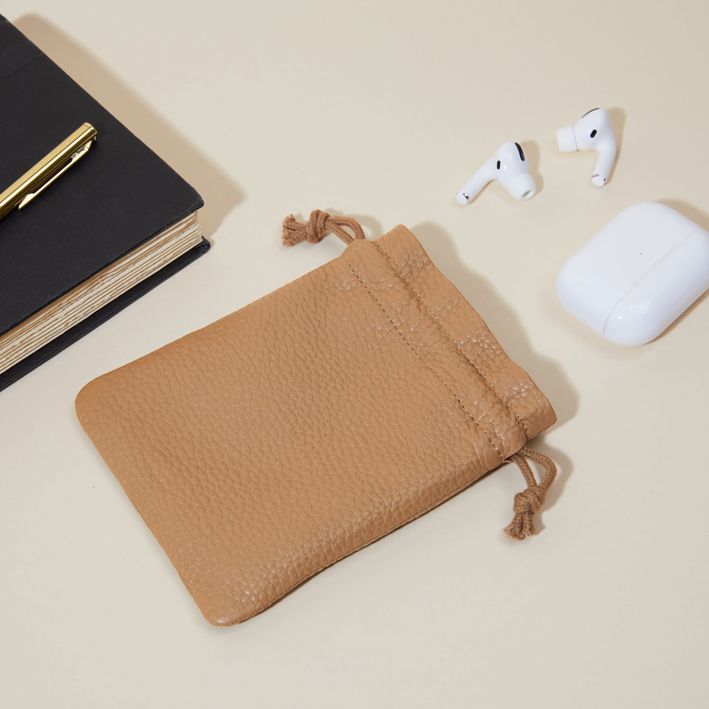 Flat Drawstring Pouch | Full grain leather, versatile storage