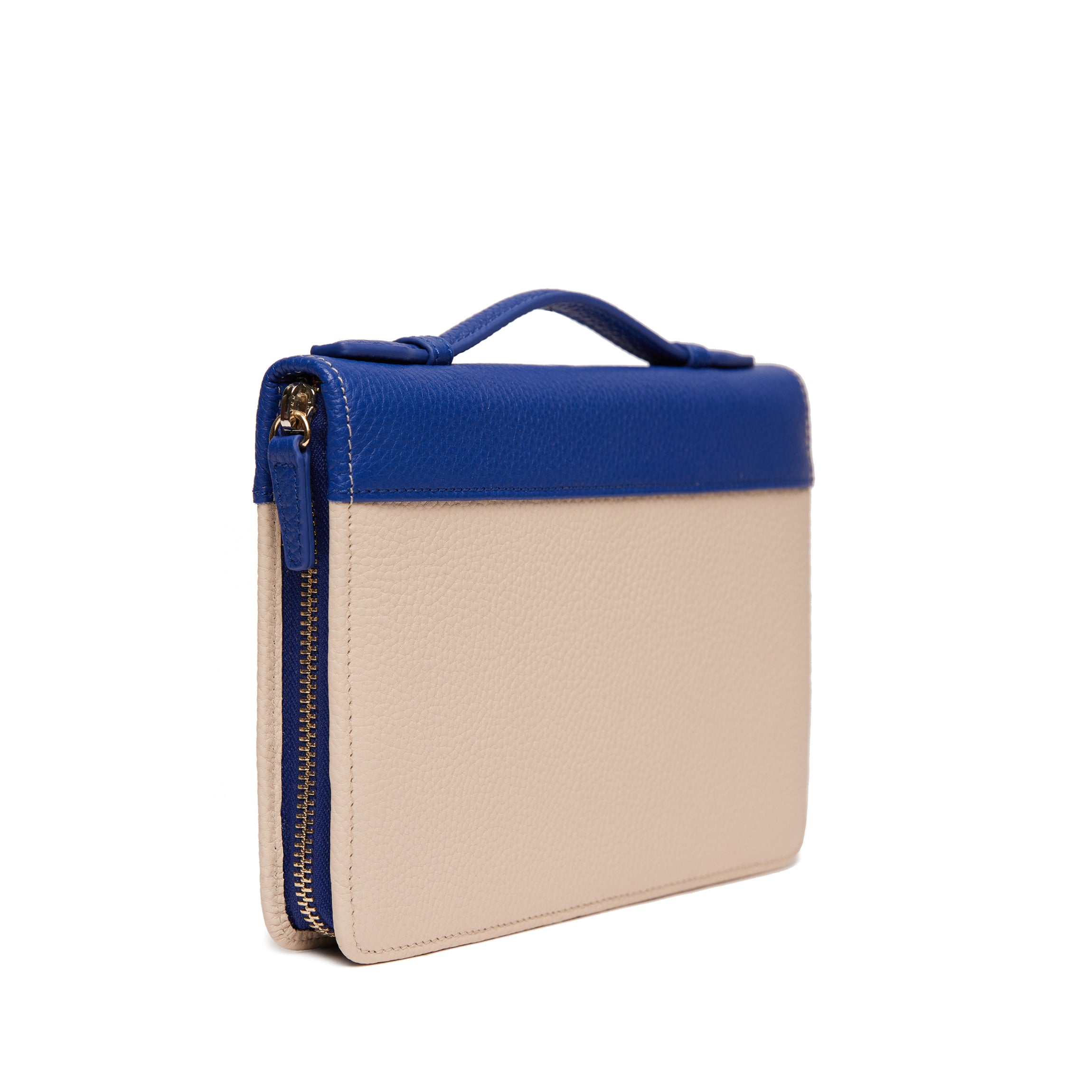 Family Passport Holder | Full Grain Leather Sand/Regatta Blue