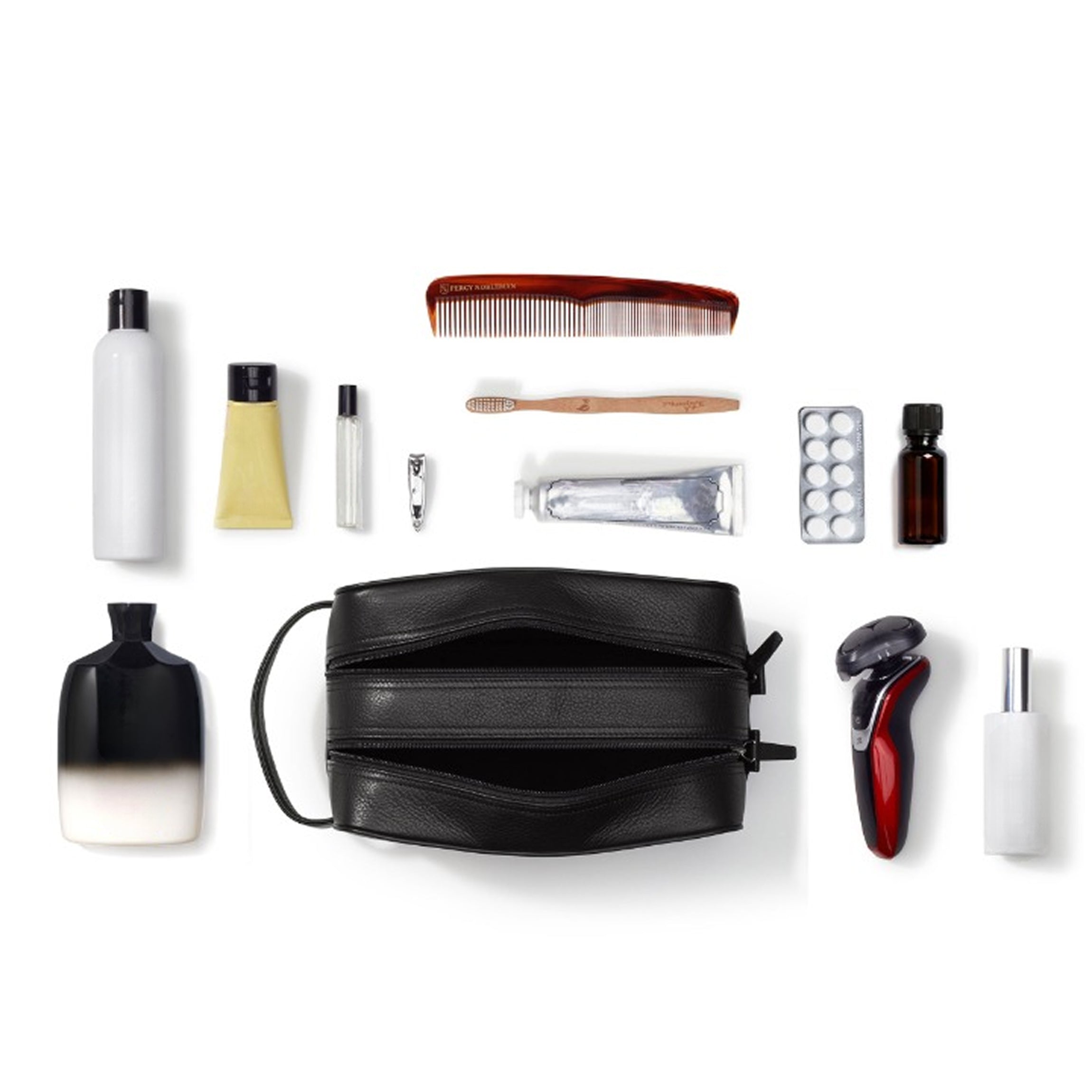 Double Zip Toiletry Bag | Full grain leather, dual compartment