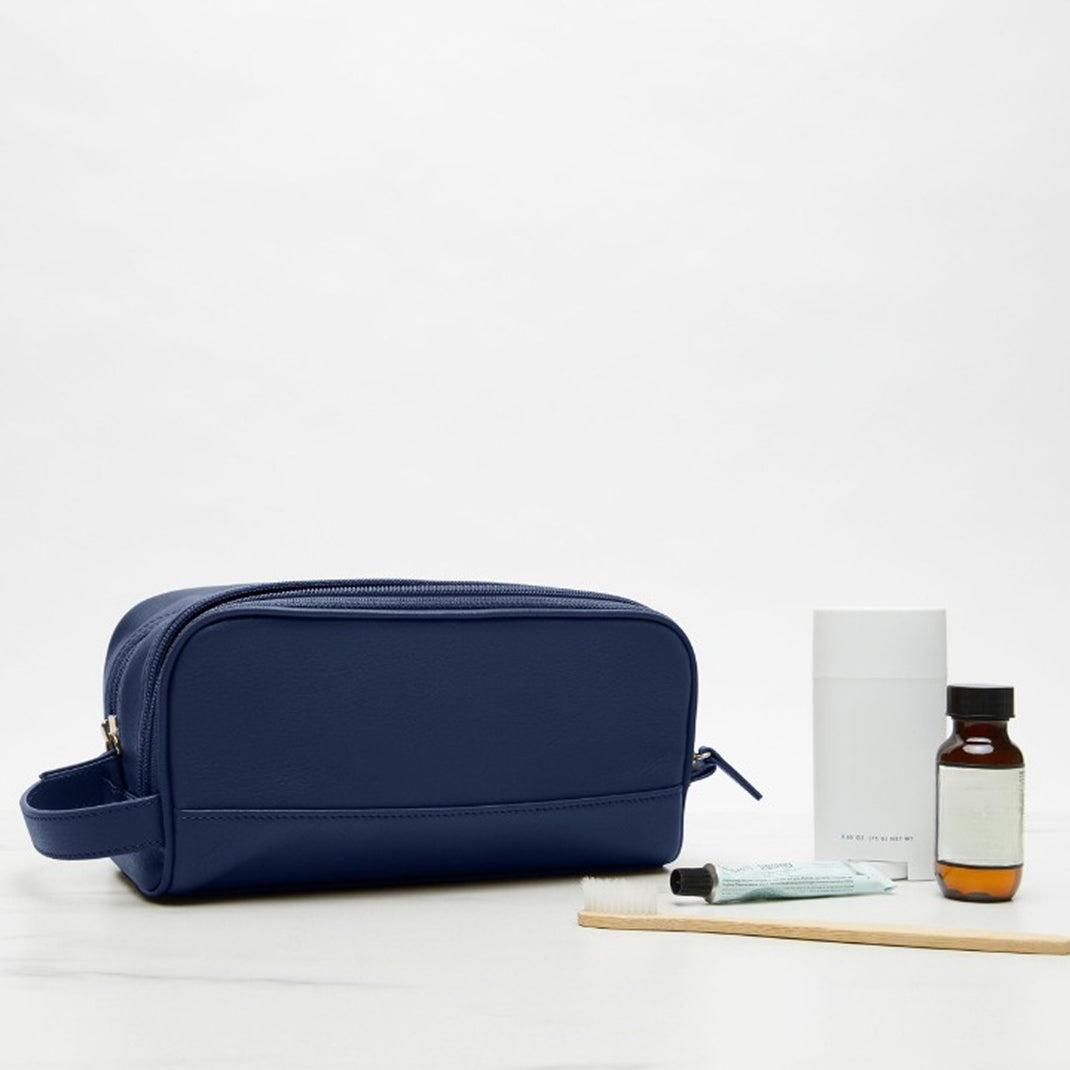Small Double Zip Toiletry Bag Navy Blue