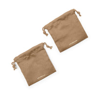 Drawstring Medium Pouches (Set of Two) Tan Microsuede
