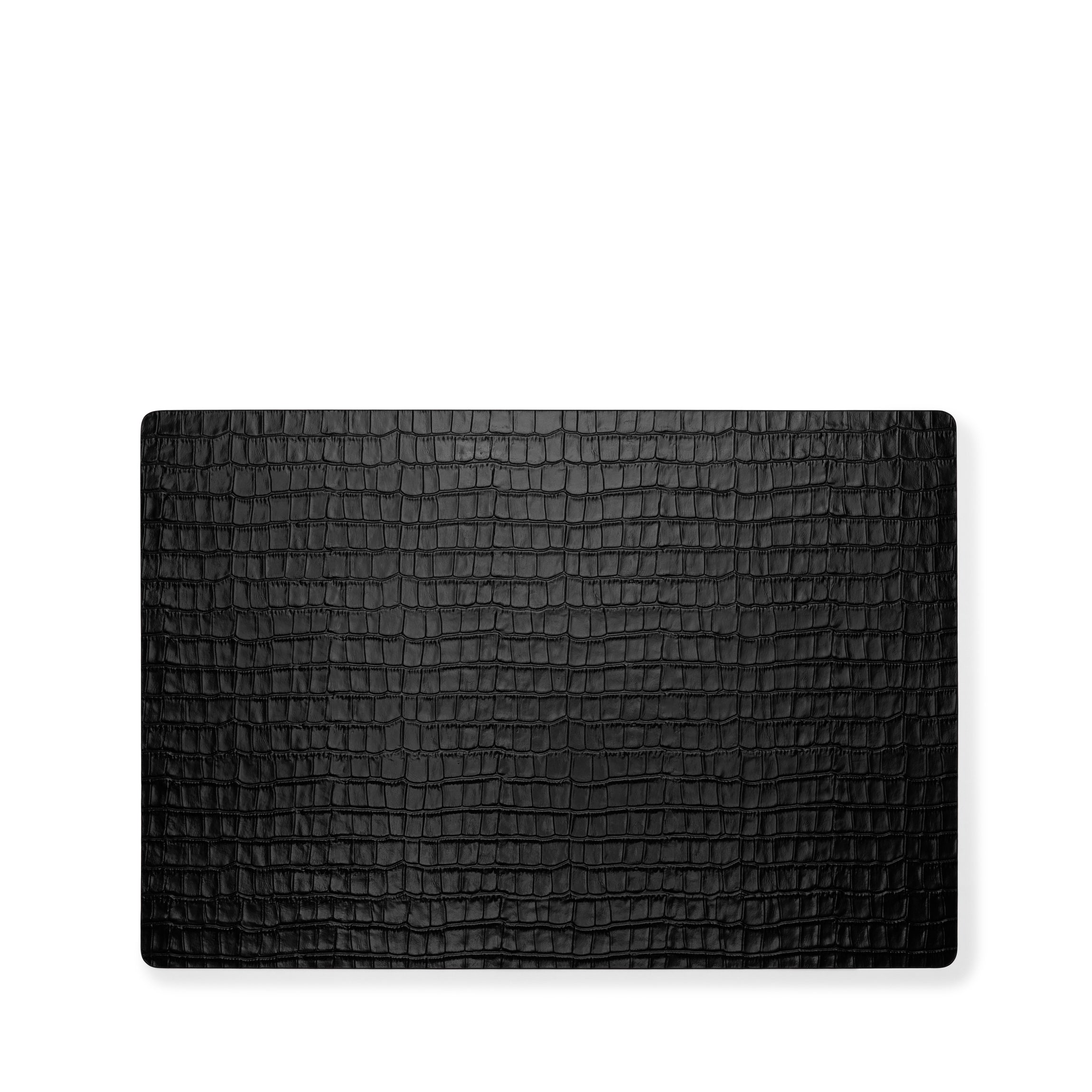Modern Rectangle Placemats, Set of 2 Black Croc