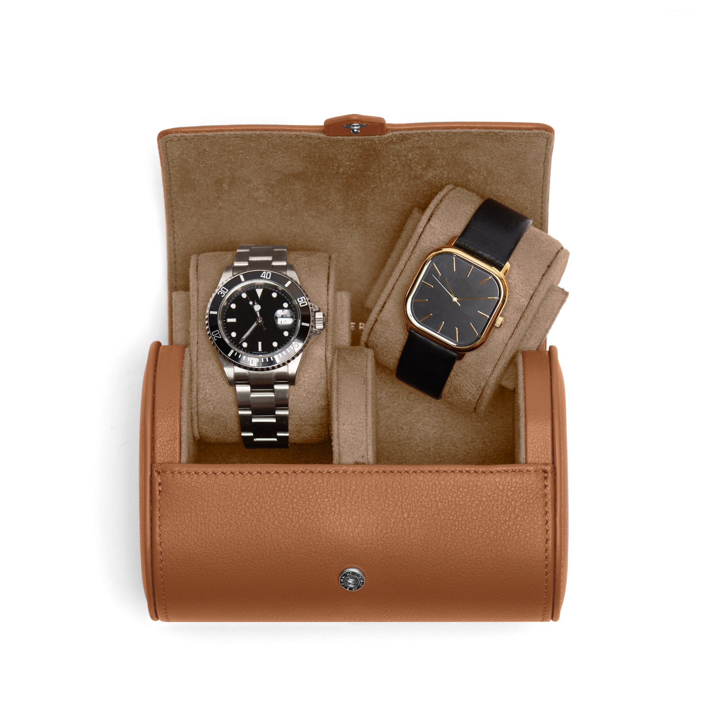Travel Double Watch Roll | Dual watch storage, leather roll 