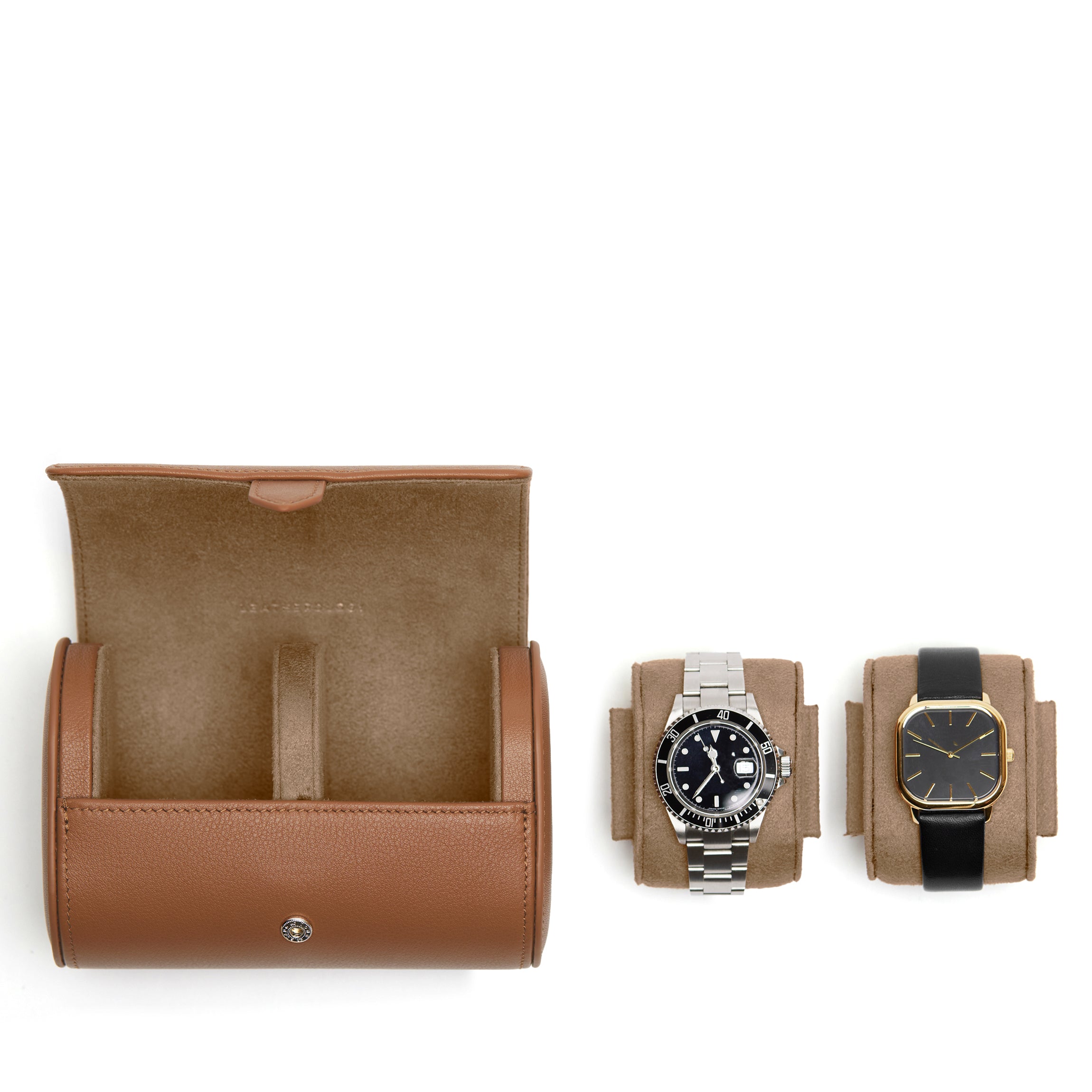 Travel Double Watch Roll | Dual Watch Storage, Leather Roll Case