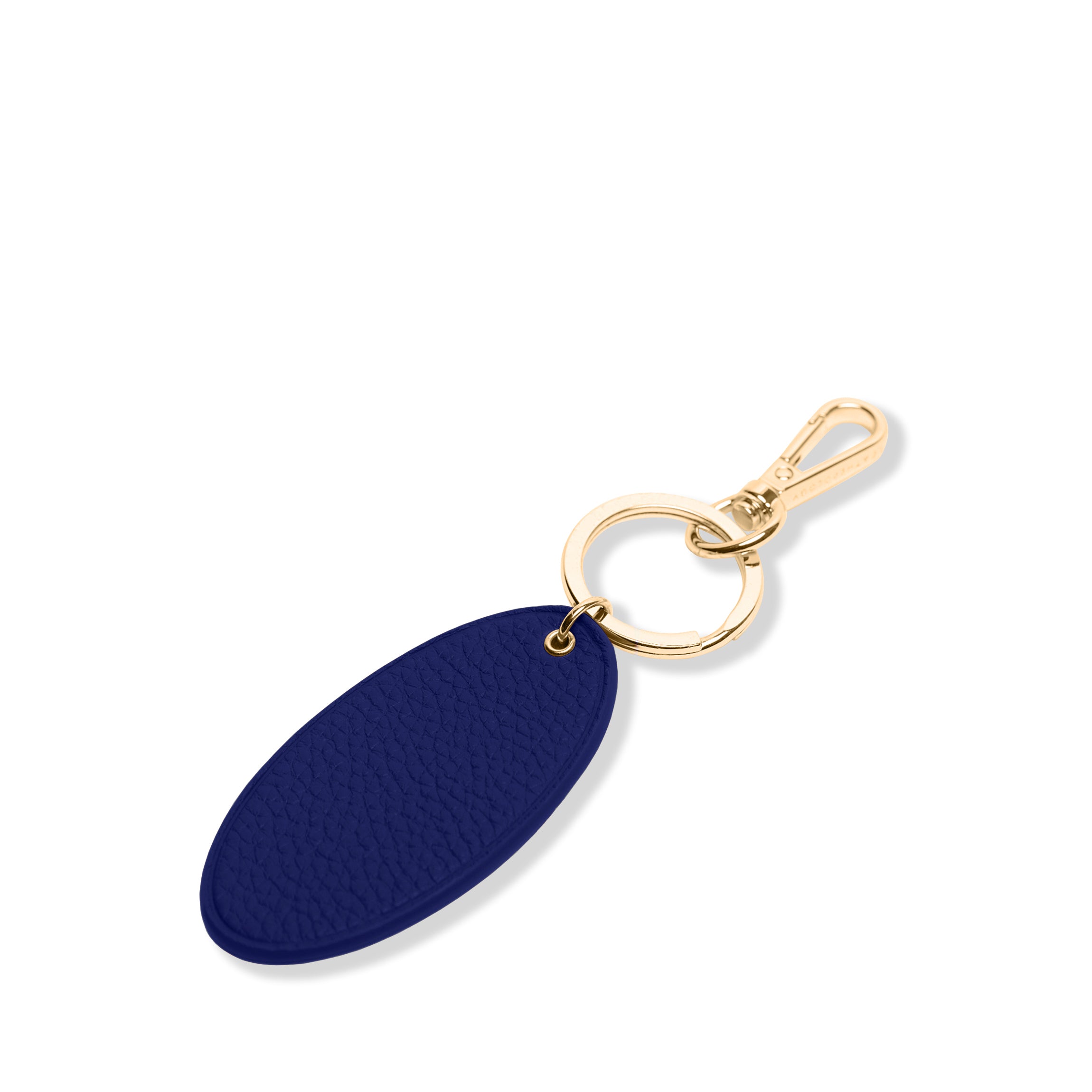 アウトレット！14kgfブルーオブシディアンチャーム Oval Keychain | Smooth Leather Shape, Everyday Key Ring