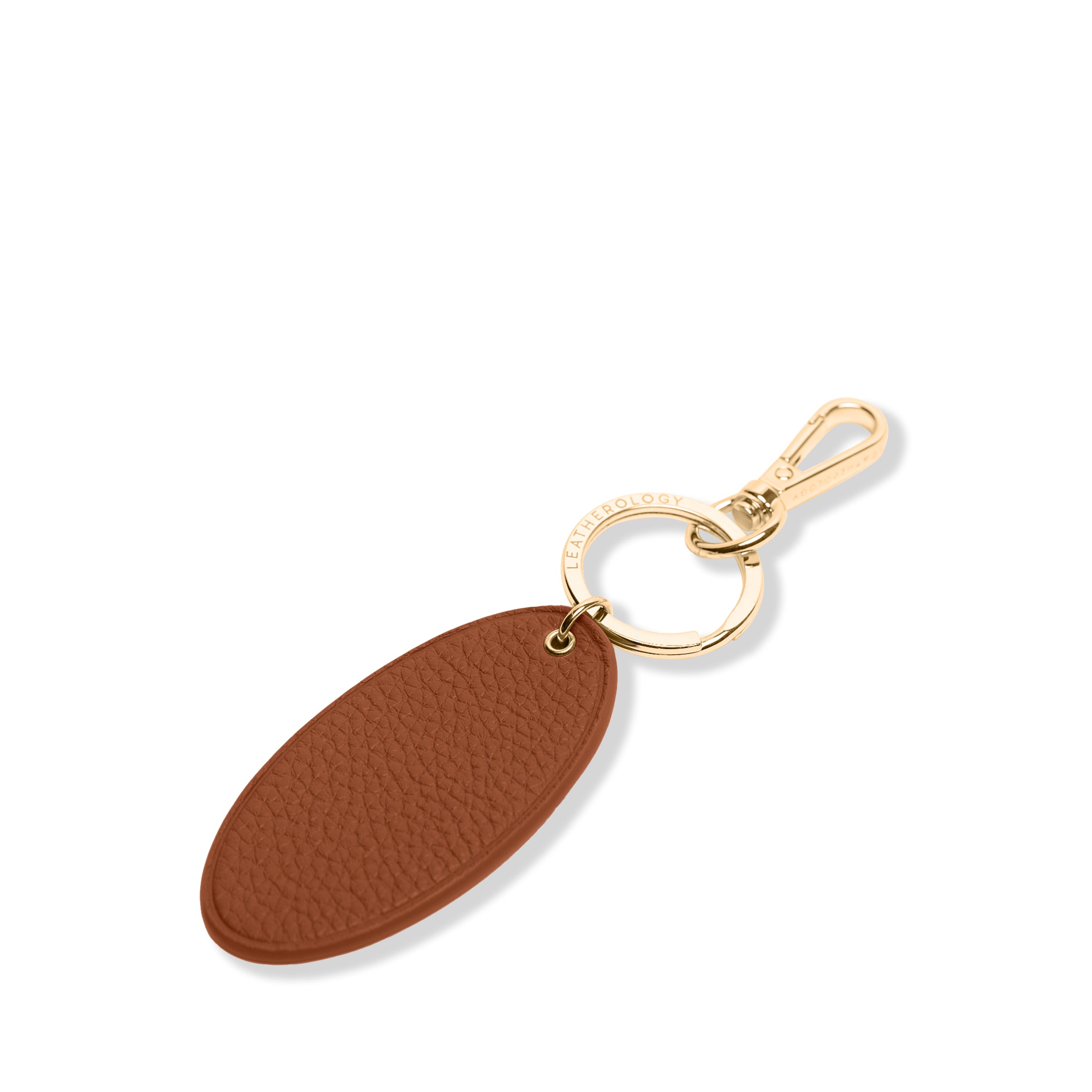 Oval Keychain | Smooth leather shape, everyday key ring