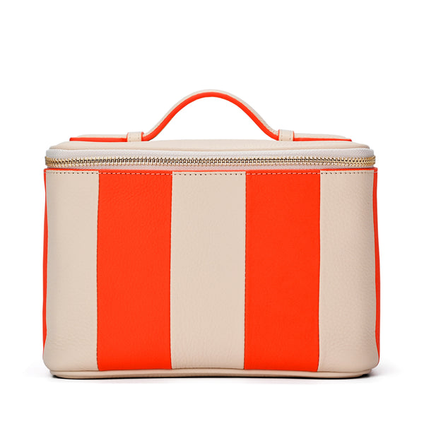 Medium Train Case Clementine/Sand Stripe