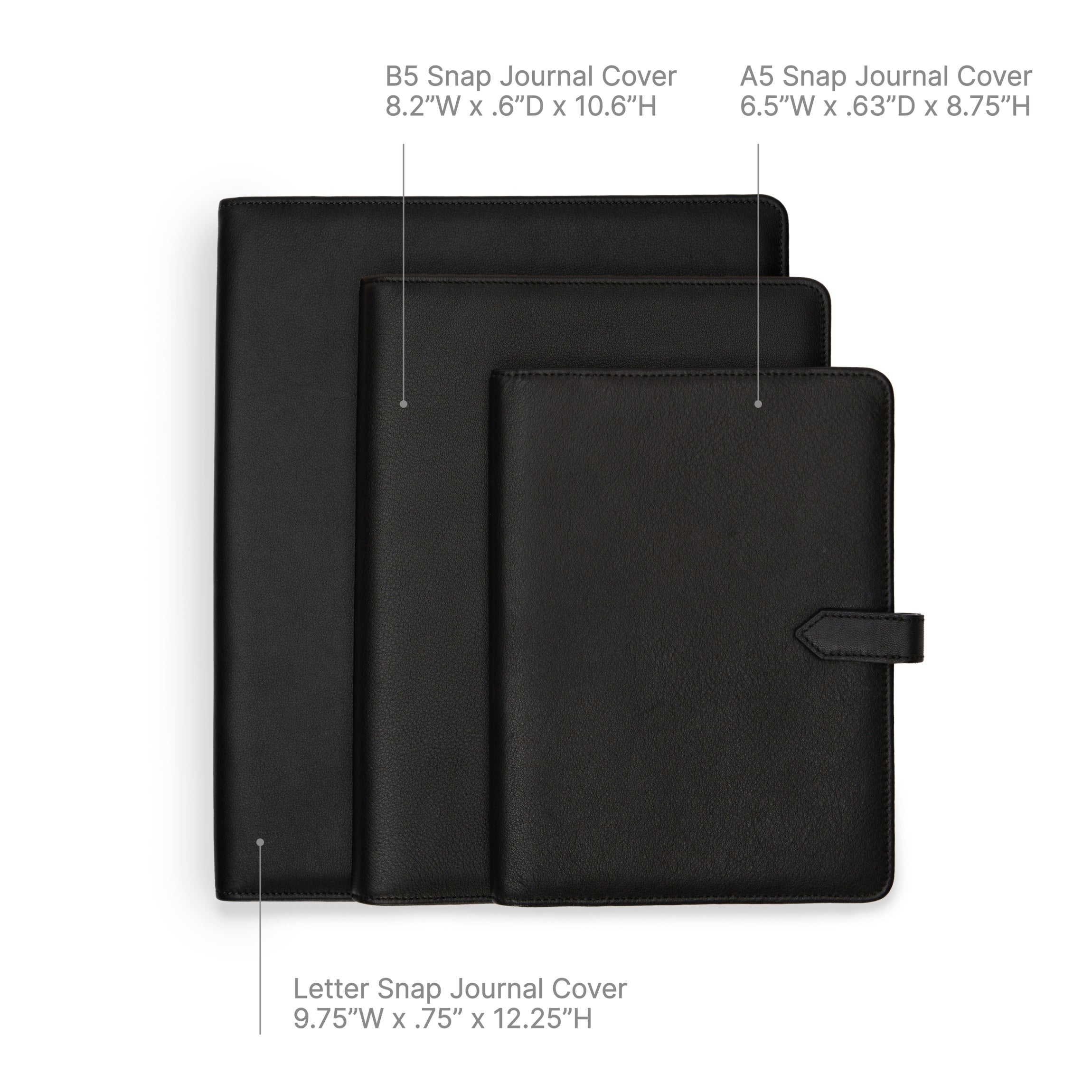 A5 Snap Journal | Full grain leather, timeless journal design