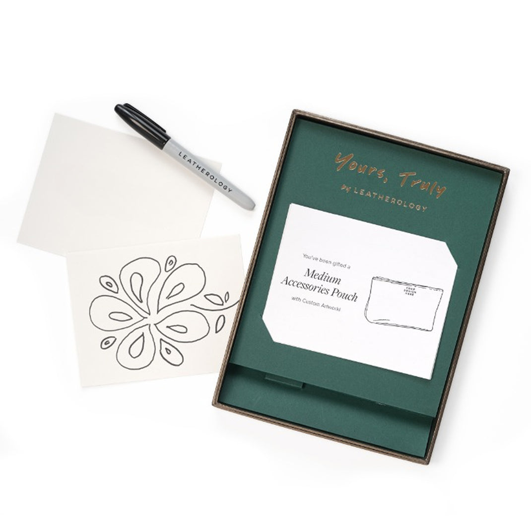 Yours, Truly Medium Accessories Pouch Gift Set Leather