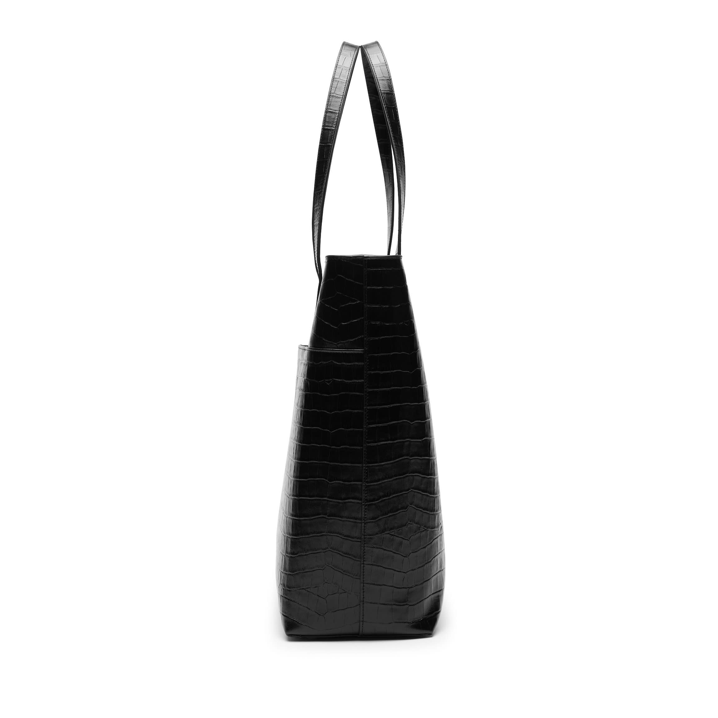TOTE AND CARRY Black Vegan Alligator Leather Travel Laptop Backpack- 16 1/2\